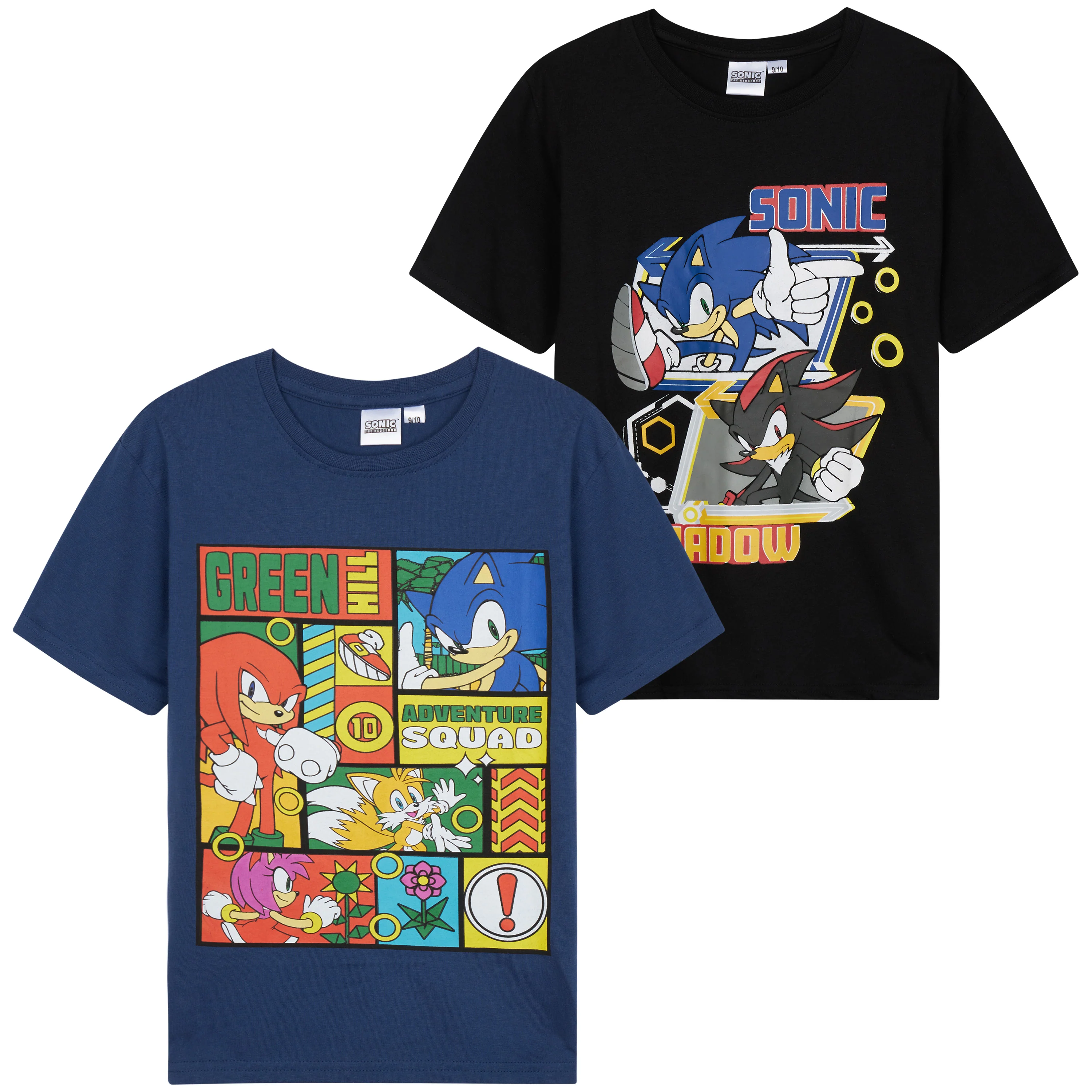 Sonic The Hedgehog Tops 2 Pack for Boys Short Sleeve T Shirts Crew Neck Knuckles Shadow Casual Tee Multipack Soft Comfy Breathable Gamer Gifts for Boys