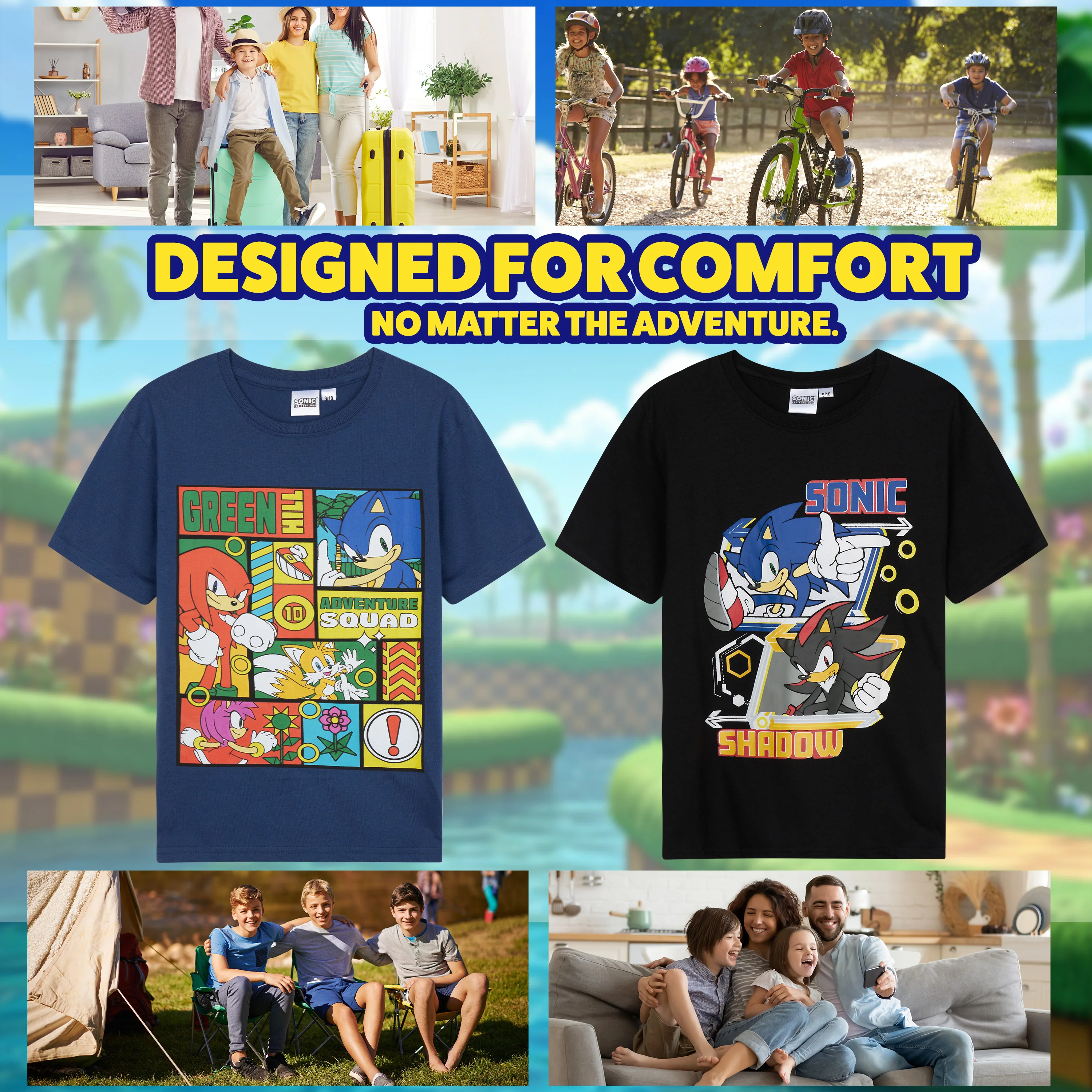 Sonic The Hedgehog Tops 2 Pack for Boys Short Sleeve T Shirts Crew Neck Knuckles Shadow Casual Tee Multipack Soft Comfy Breathable Gamer Gifts for Boys - Image 2