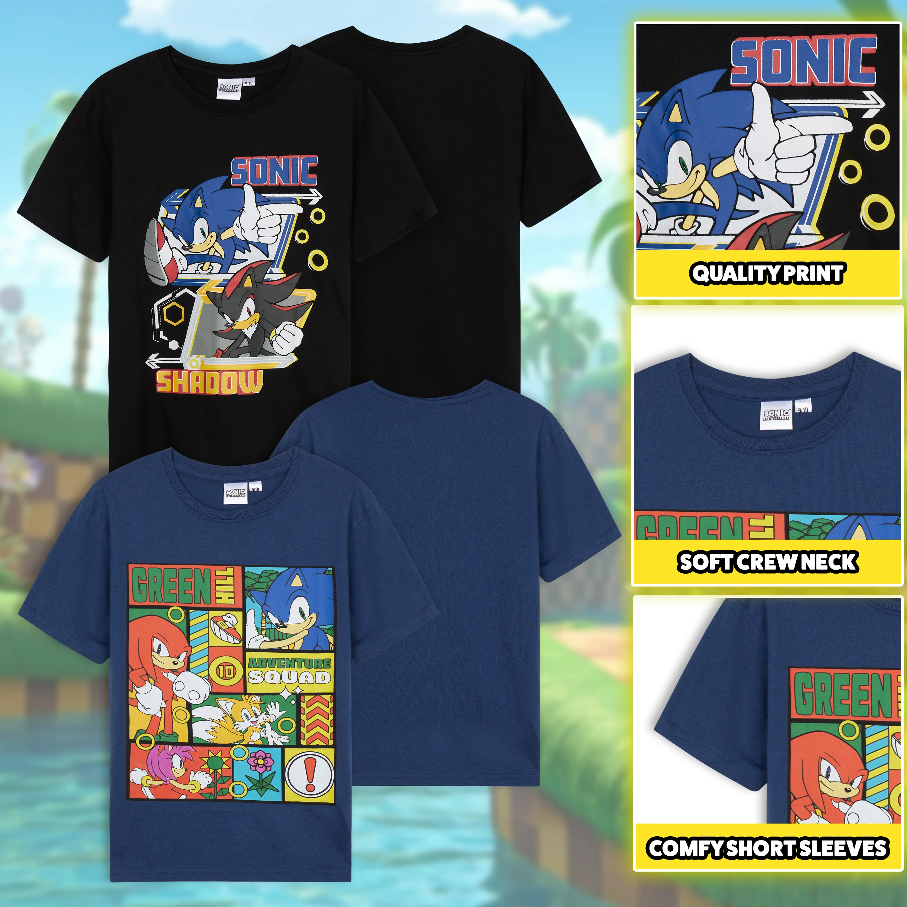 Sonic The Hedgehog Tops 2 Pack for Boys Short Sleeve T Shirts Crew Neck Knuckles Shadow Casual Tee Multipack Soft Comfy Breathable Gamer Gifts for Boys - Image 4