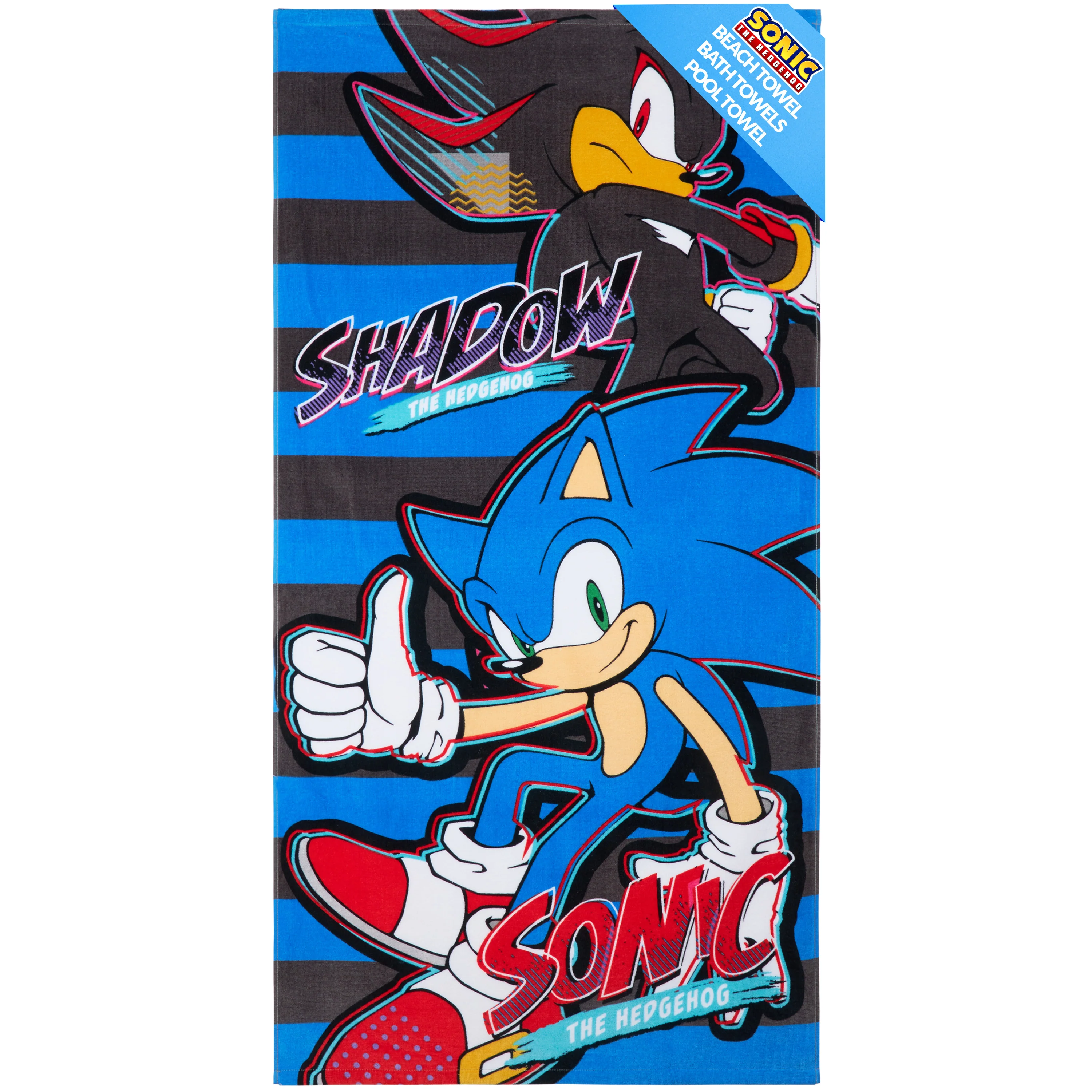 Sonic The Hedgehog Towel for Kids Teenagers Soft Absorbent Bath Shower Swimming Beach Towel Quick Dry 100% Cotton Shadow Holiday Essentials 140 x 70cm (Multi, 70x140cm)