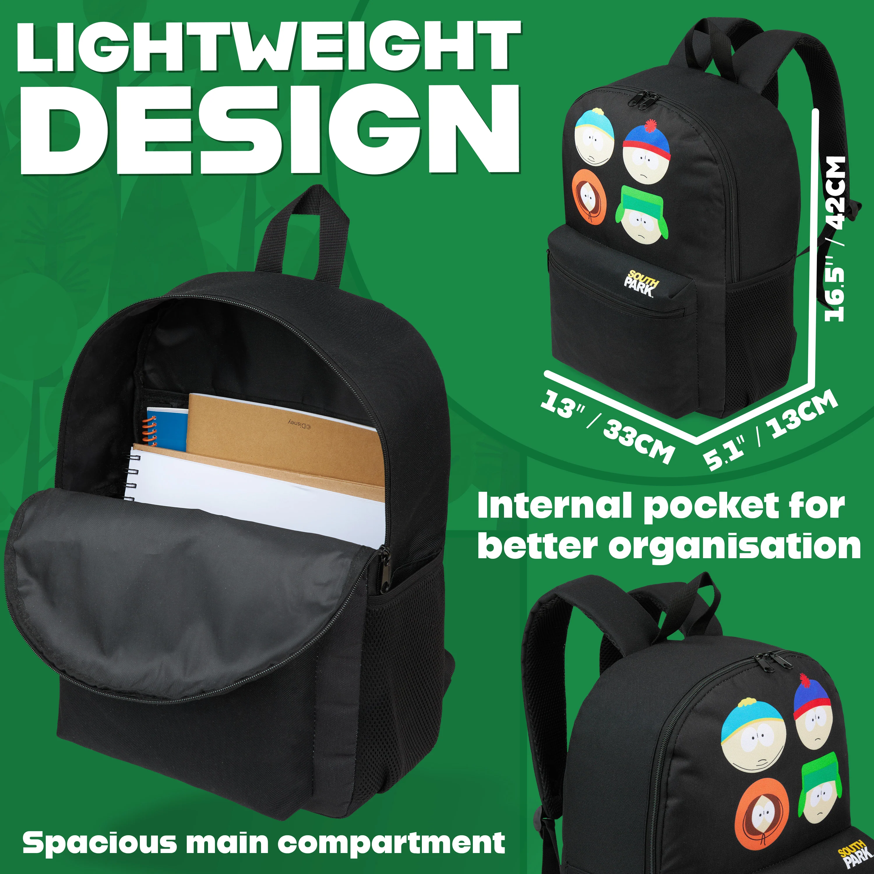 South Park Backpack for Boys Teens Travel Rucksack Gym Mens Work Bag Stan Kenny Eric Daypack for University School Funny Gifts - Image 6