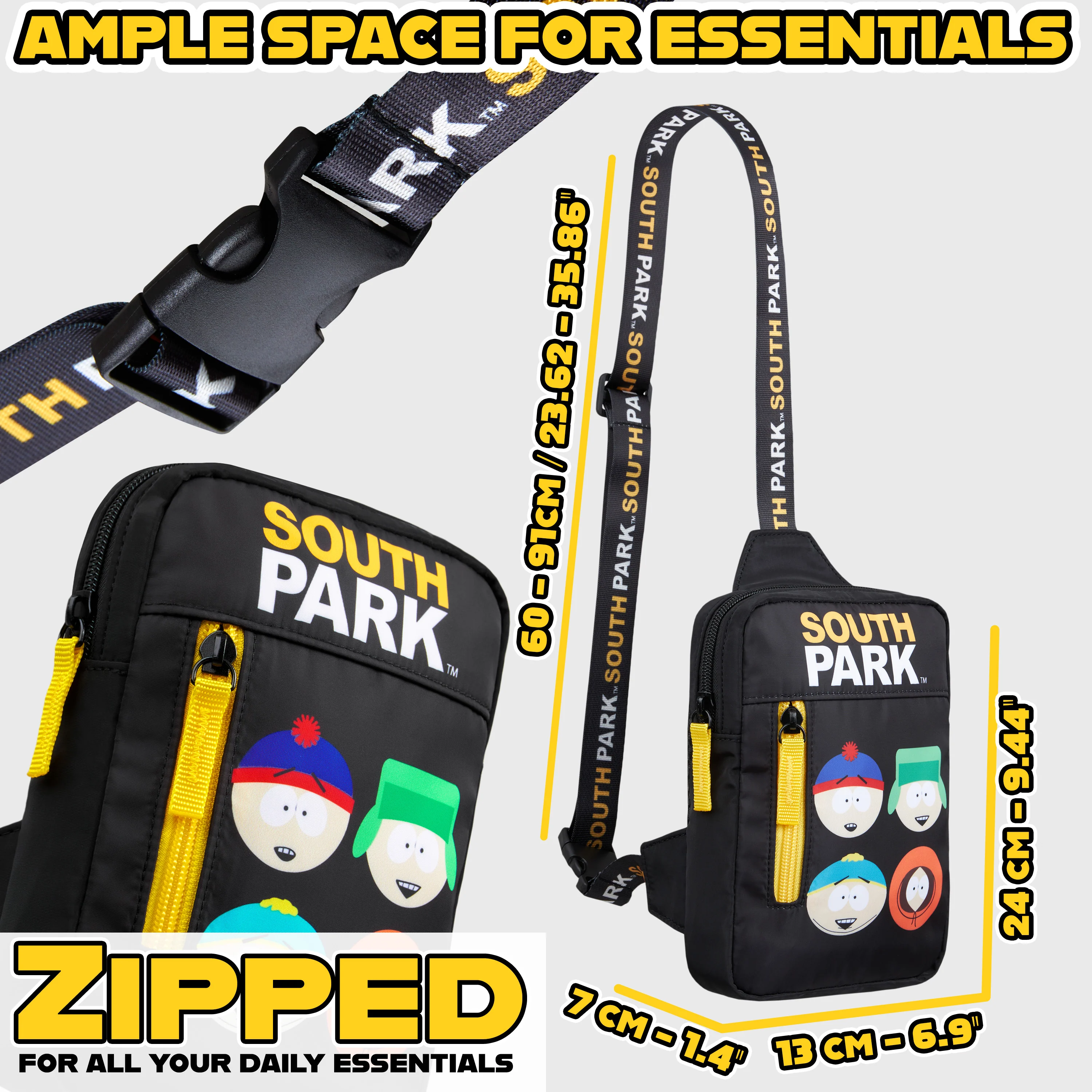 South Park Bag for Teens Men Sling Cross Body Bag Adjustable Shoulder Chest Strap Eric Kenny Cartman Travel Gifts for Men - Image 5