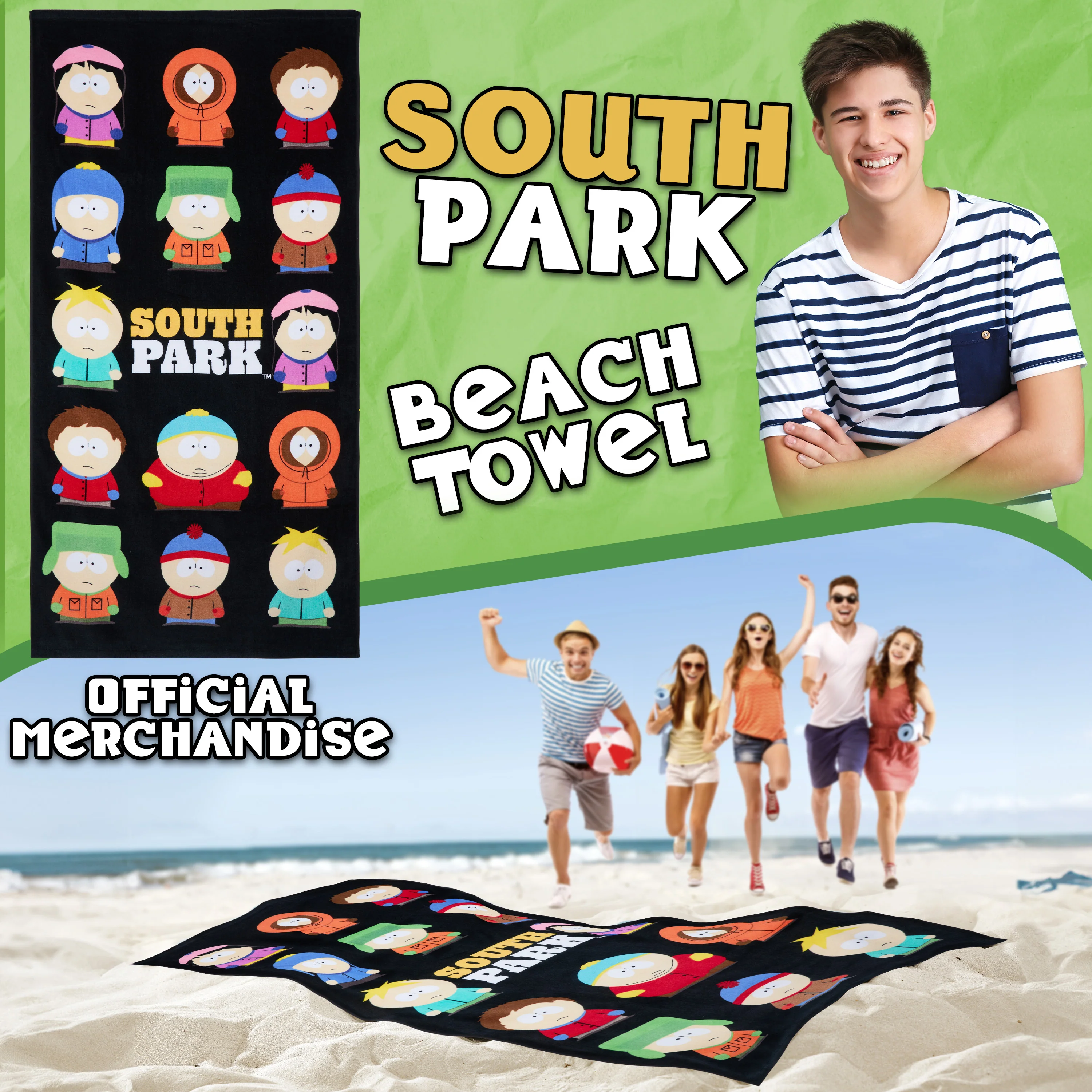 South Park Beach Towel for Adults Teens Soft Absorbent Bath Shower Gym Swimming Towel 100% Cotton Stan Kyle Cartman Kenny Holiday Essentials 140x70cm - Image 2