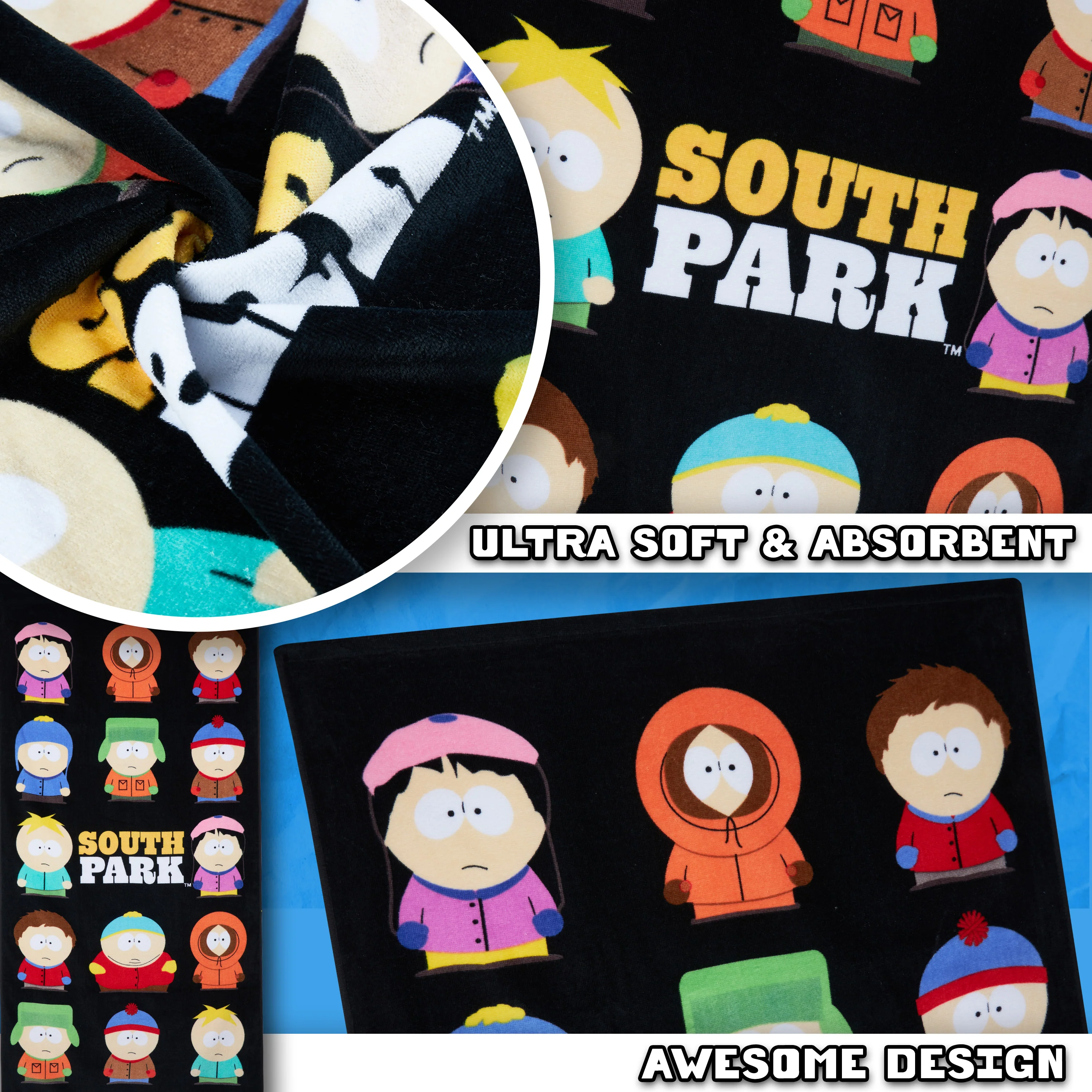 South Park Beach Towel for Adults Teens Soft Absorbent Bath Shower Gym Swimming Towel 100% Cotton Stan Kyle Cartman Kenny Holiday Essentials 140x70cm - Image 4