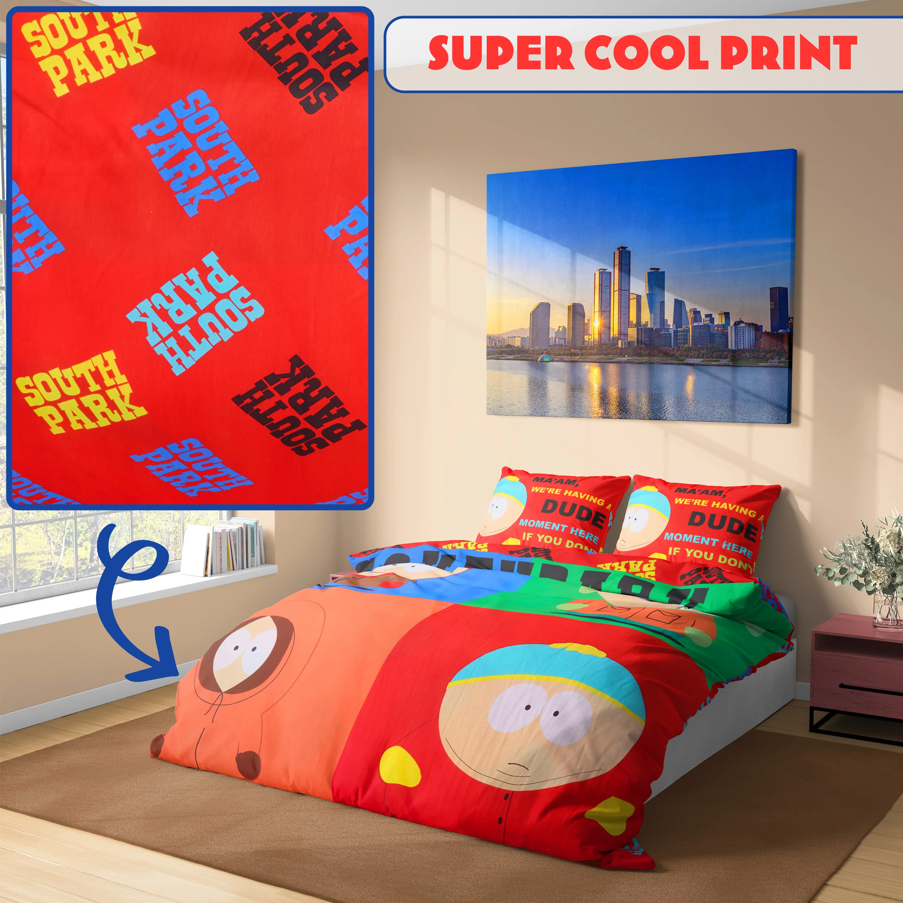 South Park Bedding Set Duvet Cover & Pillowcase for Men Bedroom Accessories Single or Double Duvet, Gifts for Him (Multi Double) - Image 3