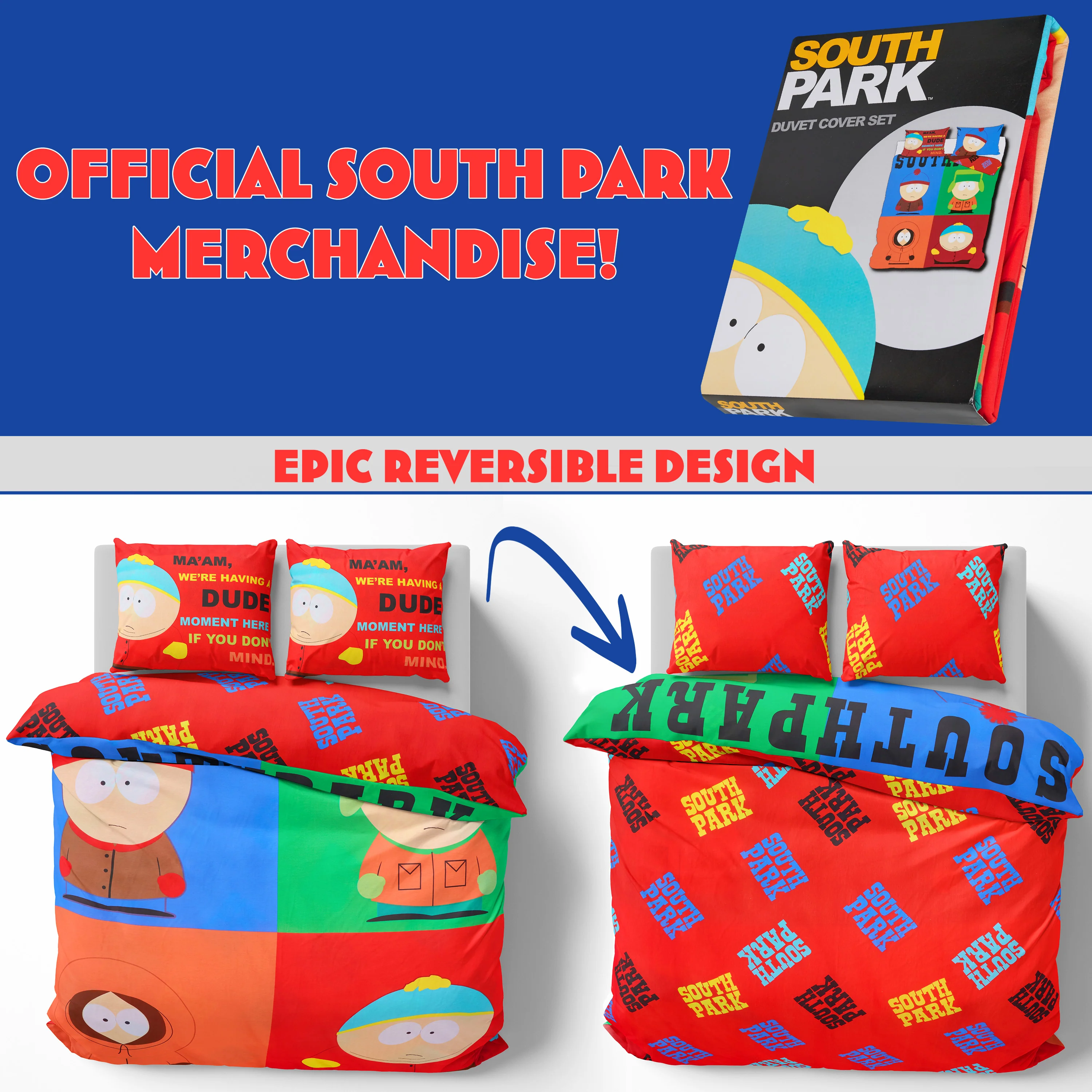 South Park Bedding Set Duvet Cover & Pillowcase for Men Bedroom Accessories Single or Double Duvet, Gifts for Him (Multi Double) - Image 6