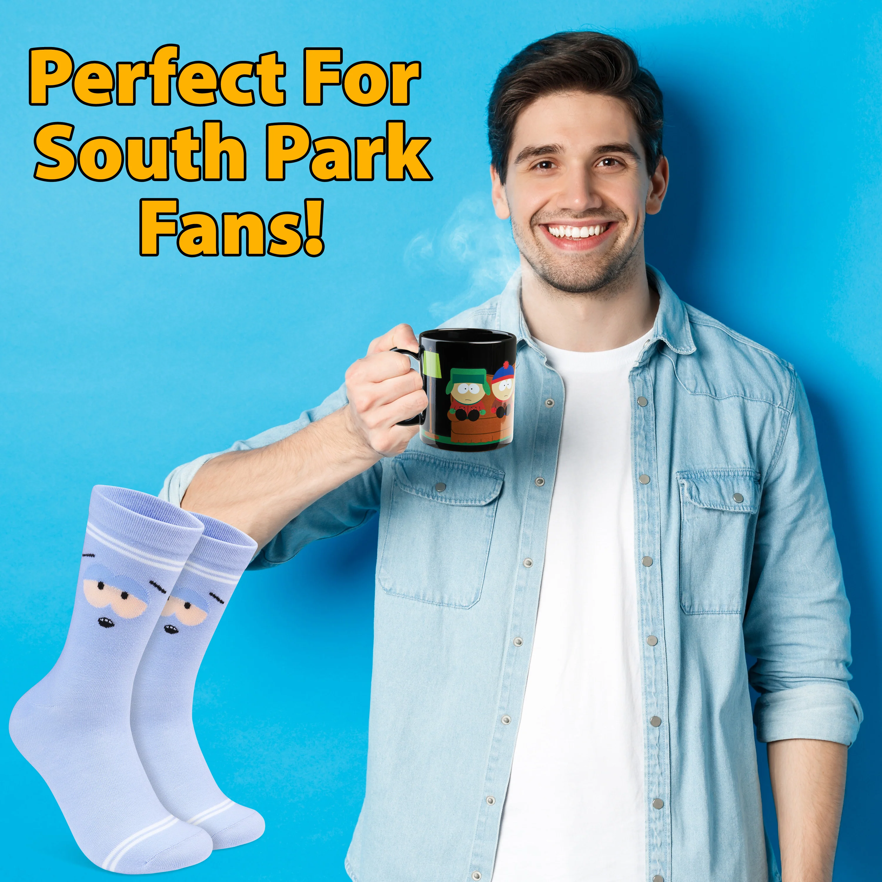 South Park Mug and Socks Gift Set, Calf Socks and 330ml Ceramic Coffee & Tea Mug - Image 2