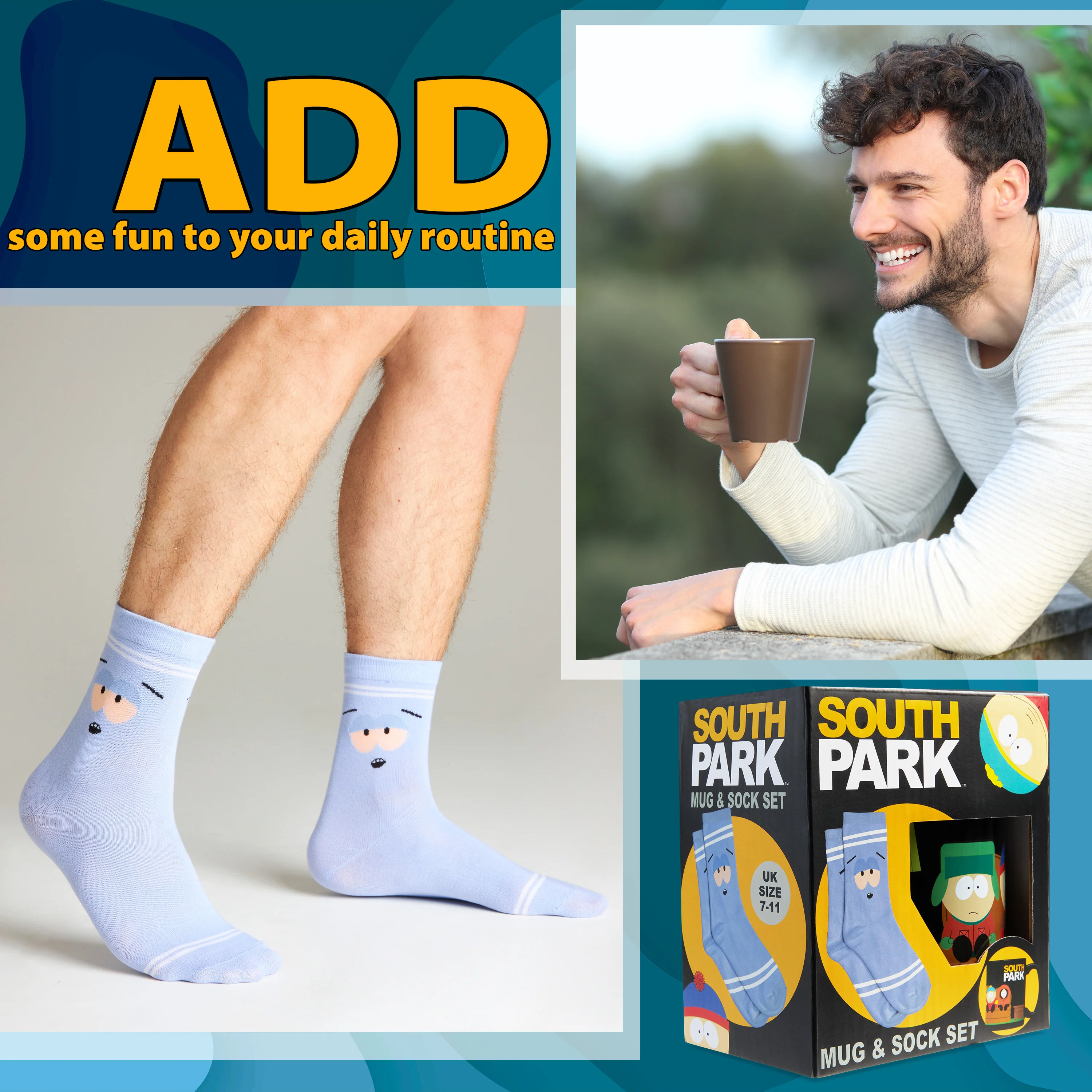 South Park Mug and Socks Gift Set, Calf Socks and 330ml Ceramic Coffee & Tea Mug - Image 3