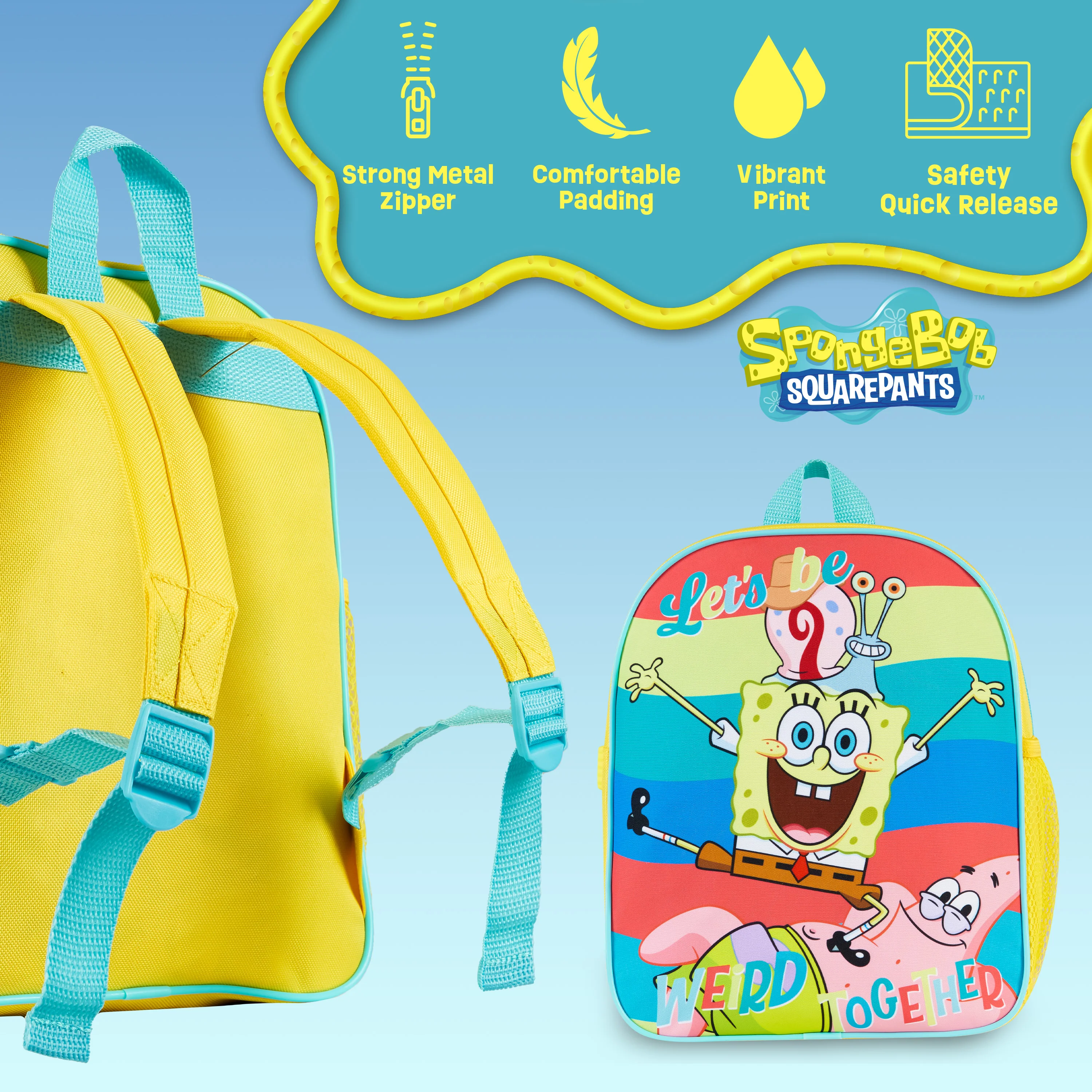 SPONGEBOB SQUAREPANTS Backpack for Kids and Toddlers, School Bag Boys - Image 4