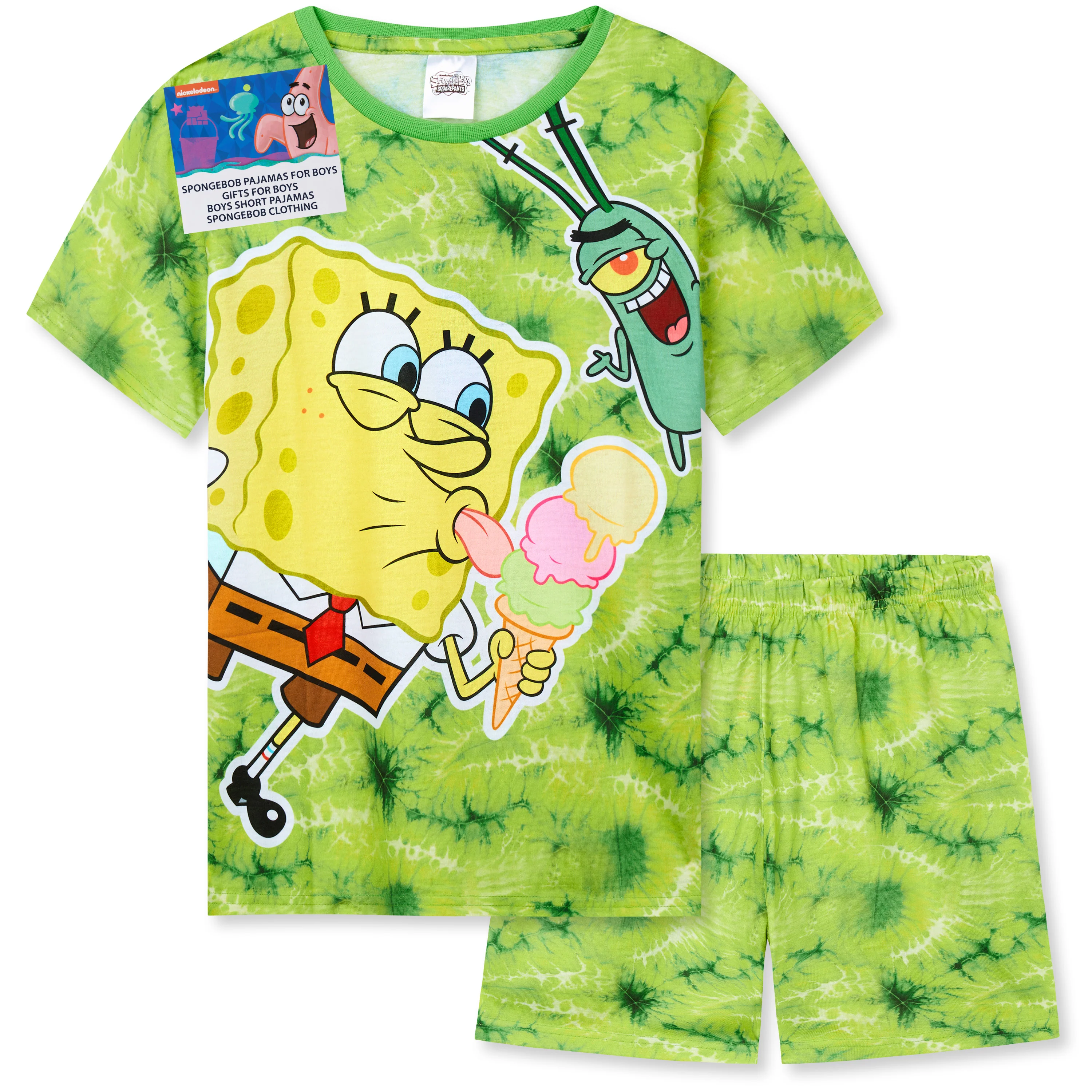 SPONGEBOB SQUAREPANTS Boys Pyjamas Set Short PJs Kids Teens Lounge Set Nightwear Soft Summer Sleepwear Gifts for Boys