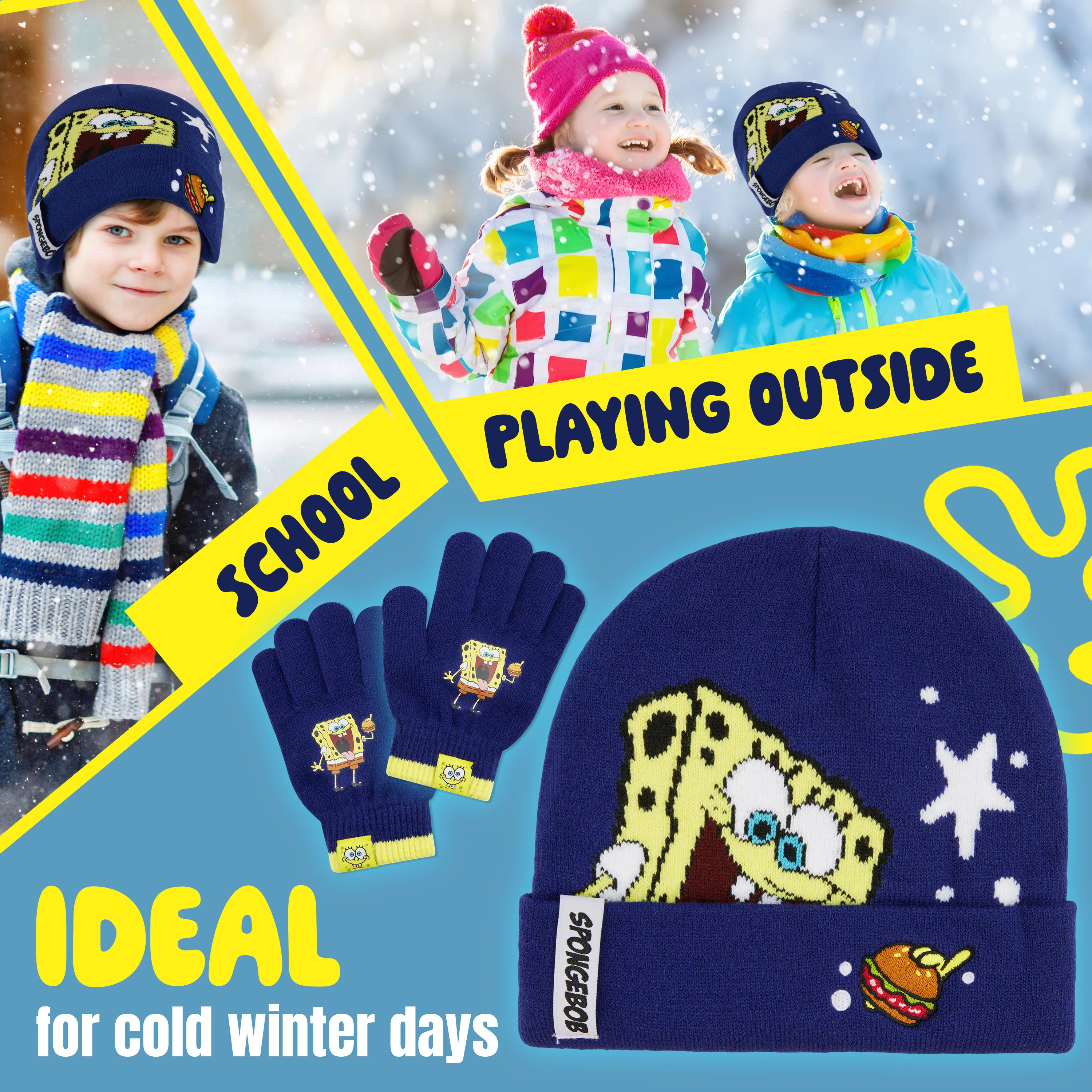 SPONGEBOB SQUAREPANTS Boys Winter Accessories Set - Gifts for Boys - Image 4