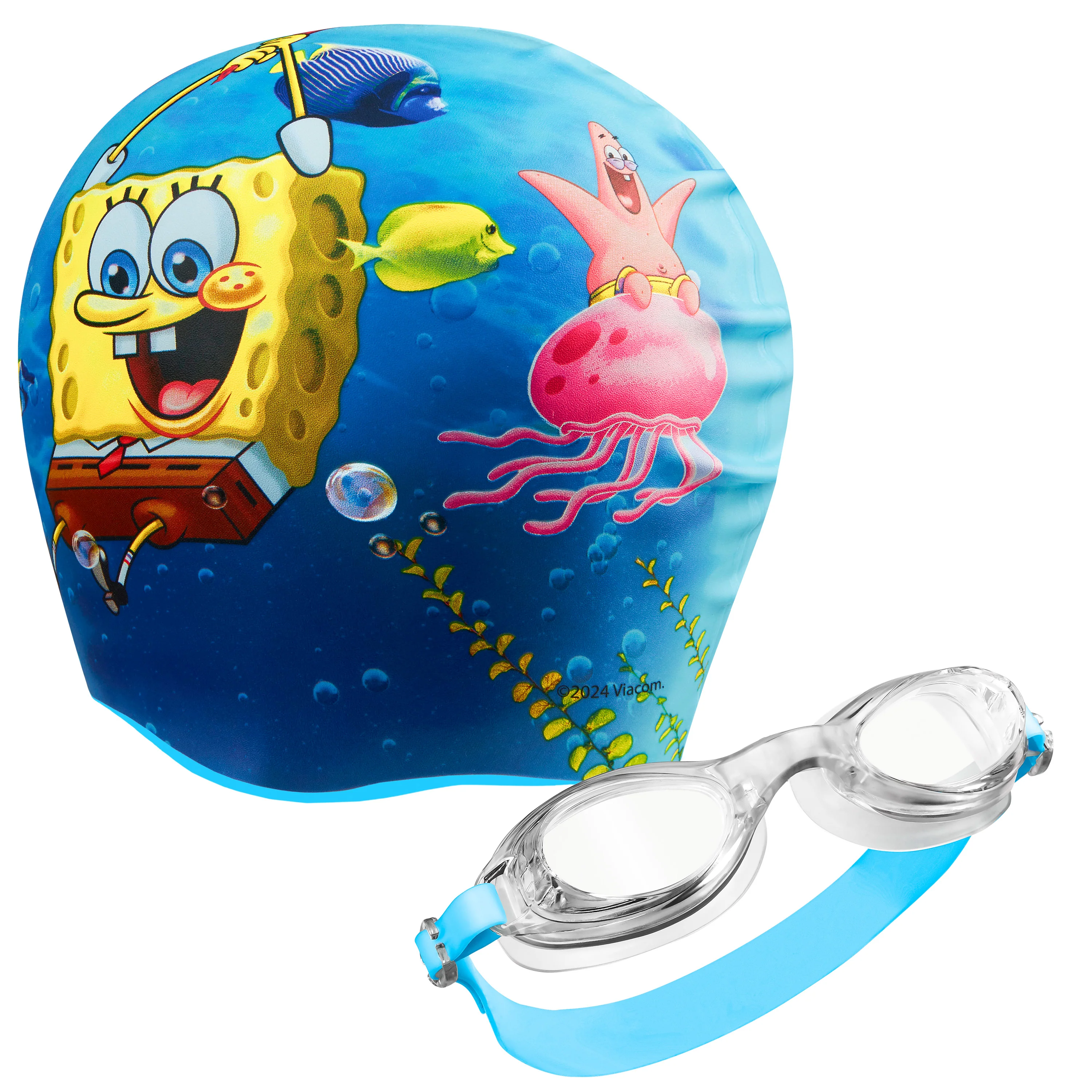SPONGEBOB SQUAREPANTS Kids Swim Goggles and Swim Cap Set Anti-Fog UV Protection