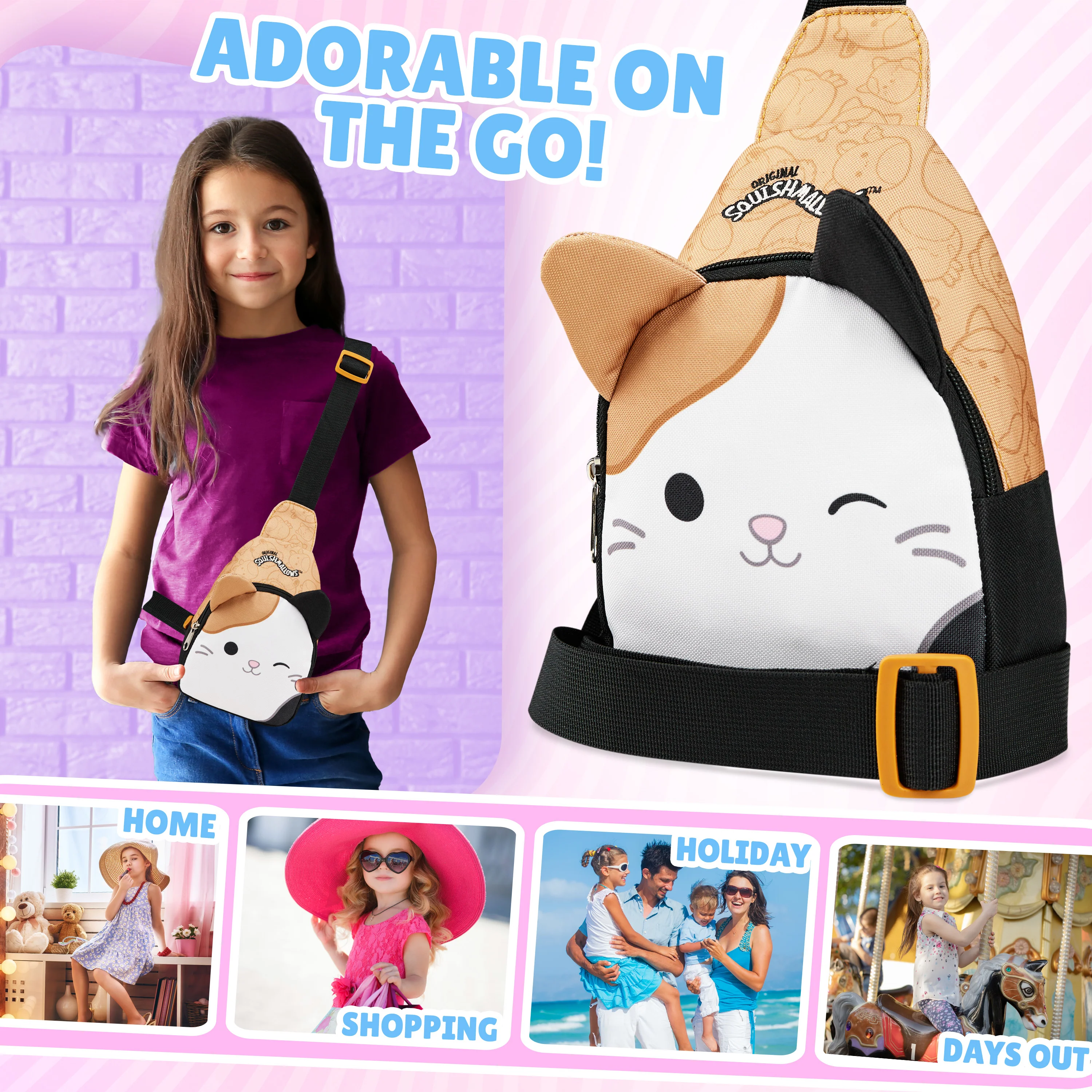 Squishmallows Cross Body Bag for Kids and Teens Cute Shoulder Sling Bag Cam The Cat - Image 2