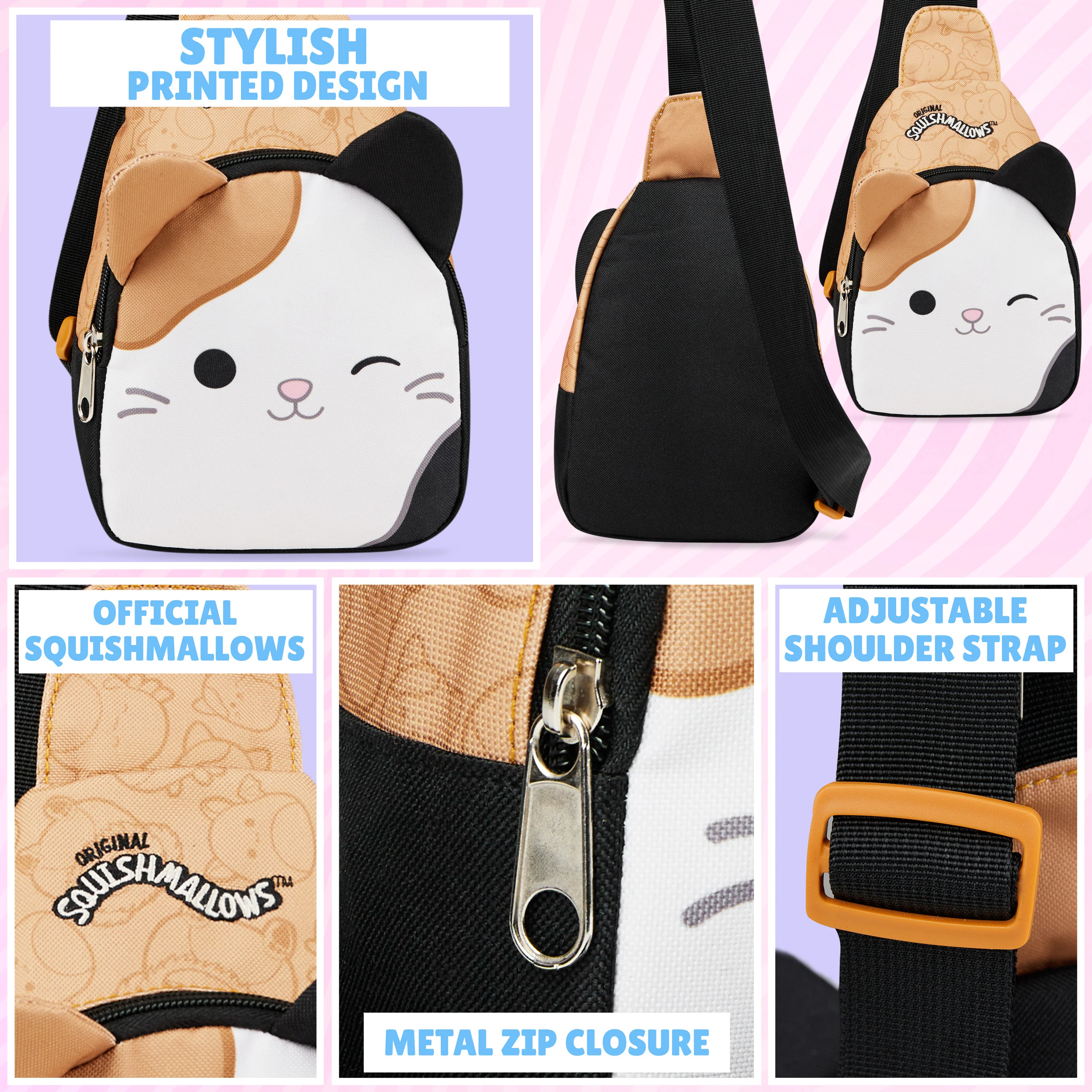 Squishmallows Cross Body Bag for Kids and Teens Cute Shoulder Sling Bag Cam The Cat - Image 4