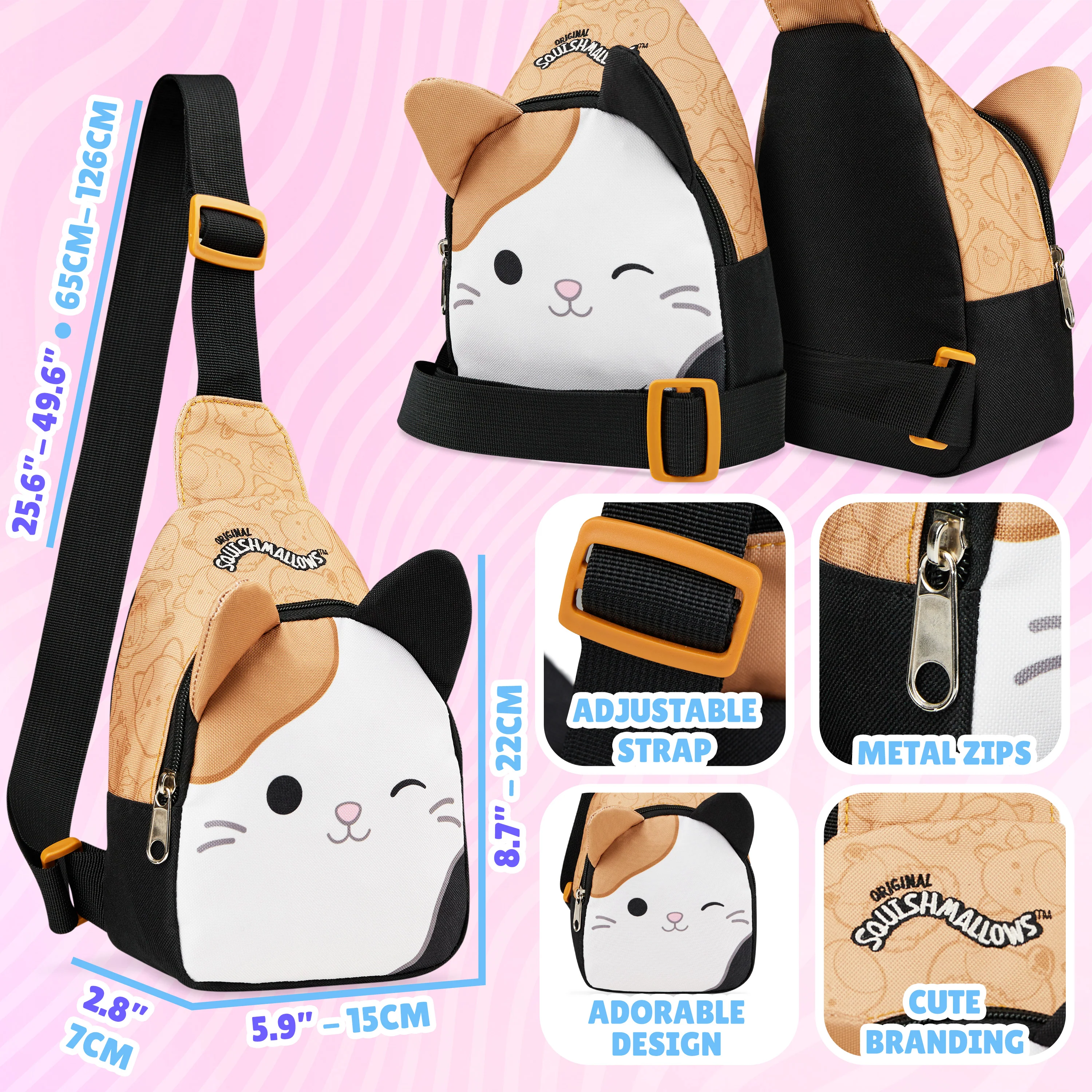 Squishmallows Cross Body Bag for Kids and Teens Cute Shoulder Sling Bag Cam The Cat - Image 6