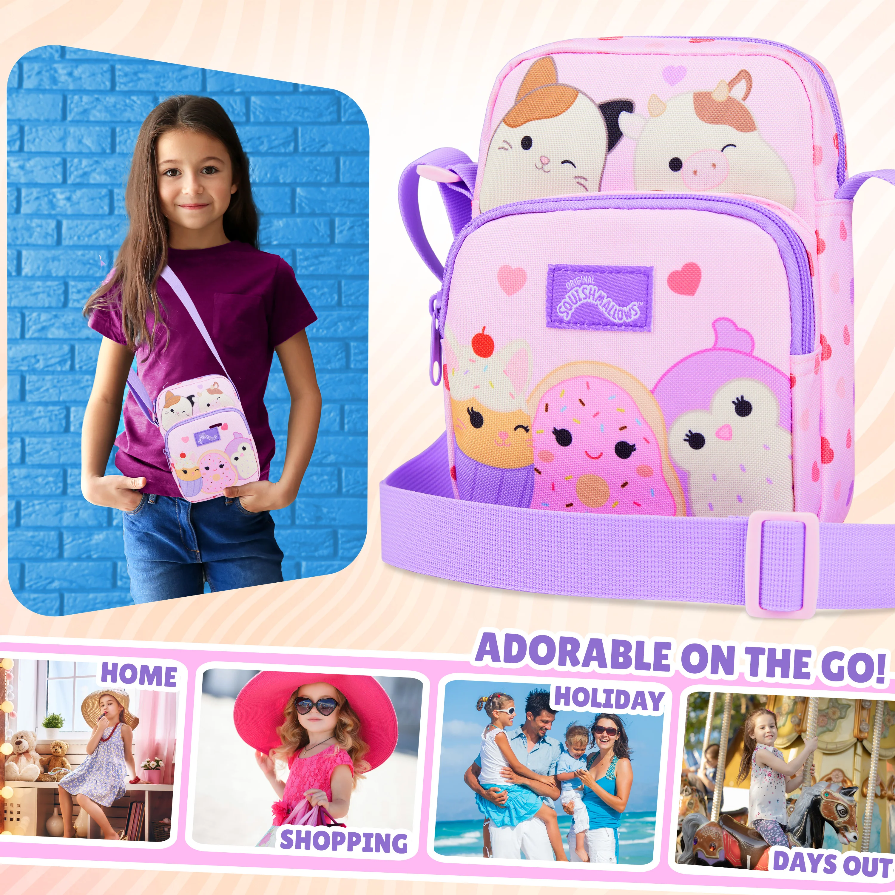 Squishmallows Cross Body Bag for Kids and Teens Cute Shoulder Sling Bag Cam The Cat Phone Mini Backpack for Travel Money Holiday - Image 2