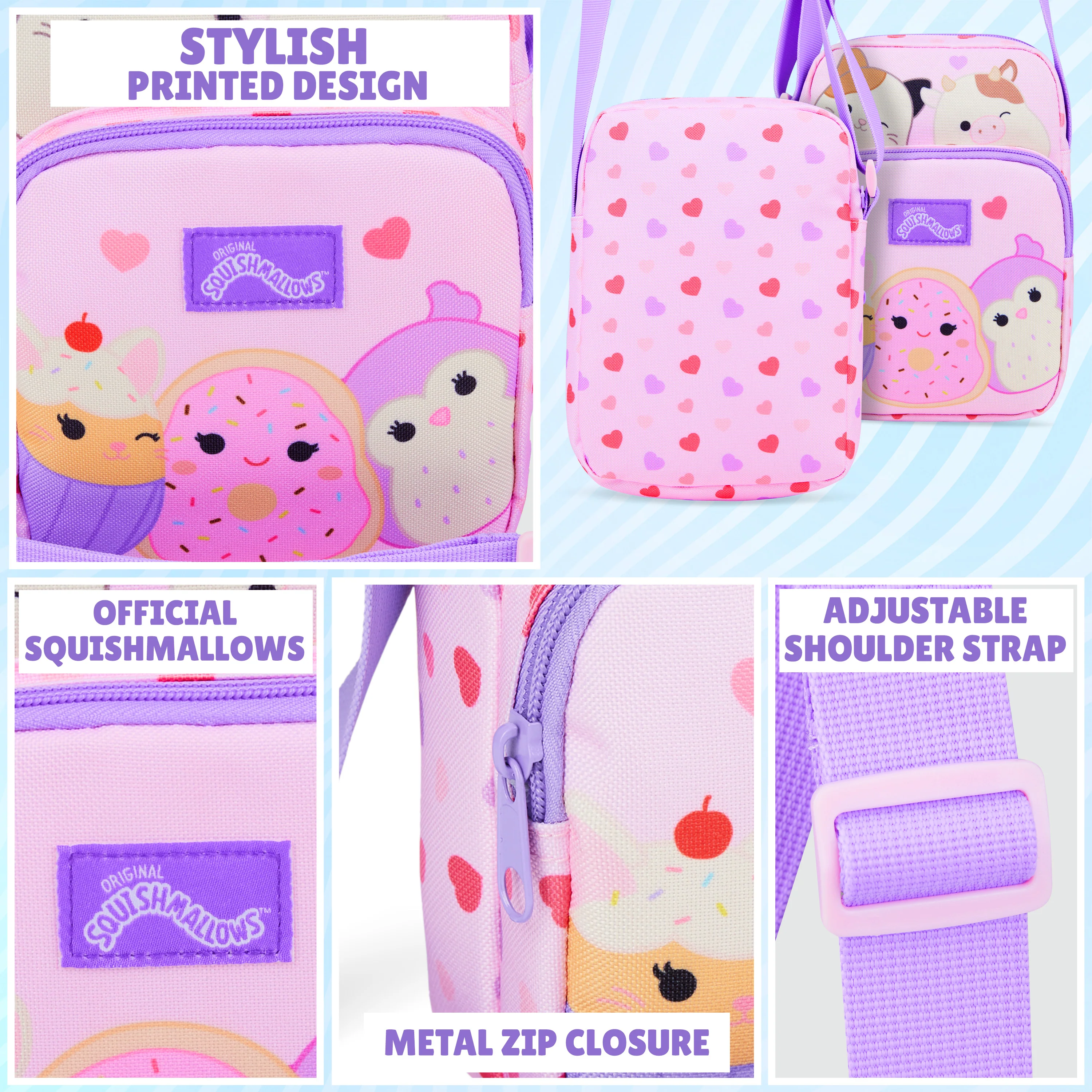 Squishmallows Cross Body Bag for Kids and Teens Cute Shoulder Sling Bag Cam The Cat Phone Mini Backpack for Travel Money Holiday - Image 4