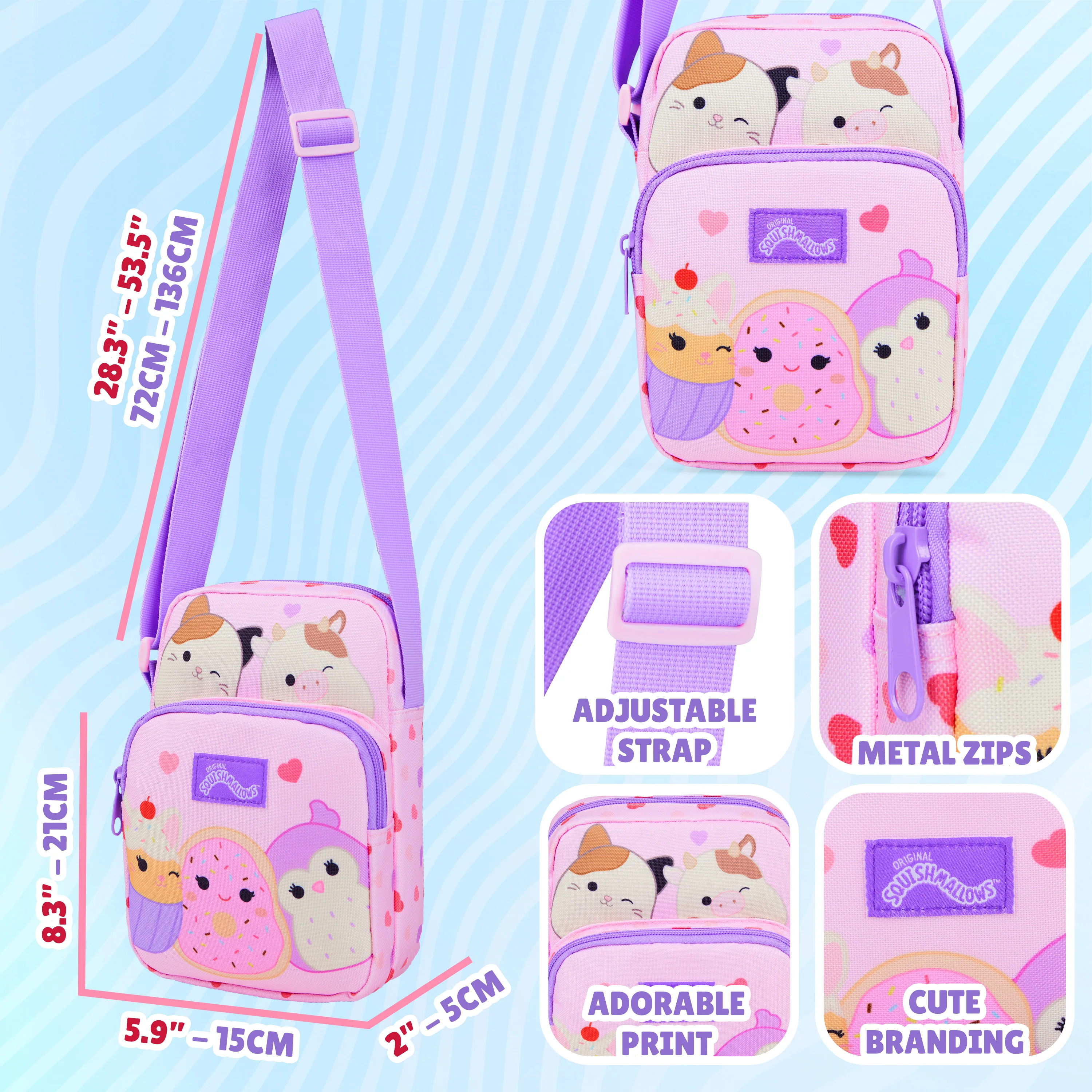 Squishmallows Cross Body Bag for Kids and Teens Cute Shoulder Sling Bag Cam The Cat Phone Mini Backpack for Travel Money Holiday - Image 6