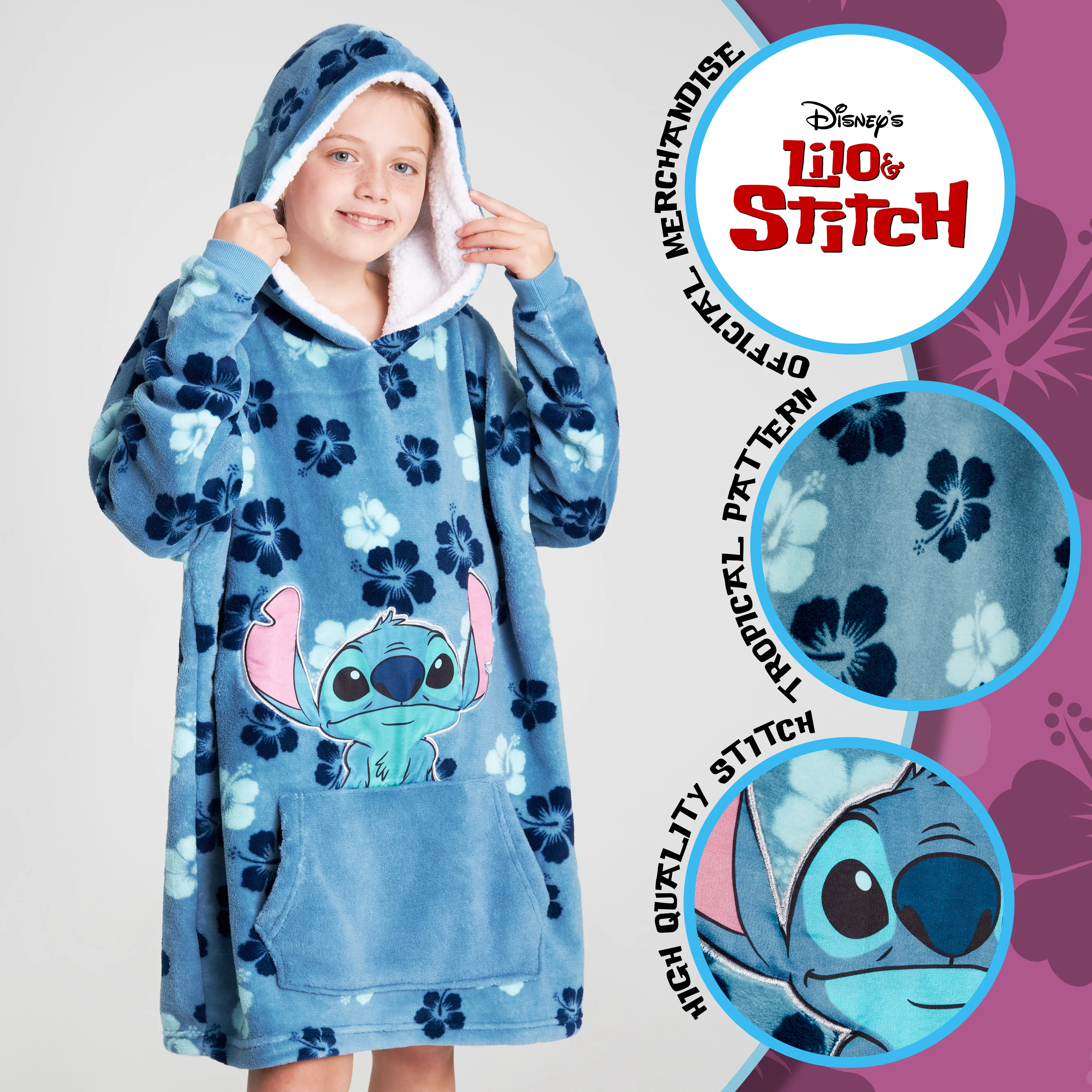 Disney Fleece Oversized Hoodie Blanket -  Stitch - Image 3