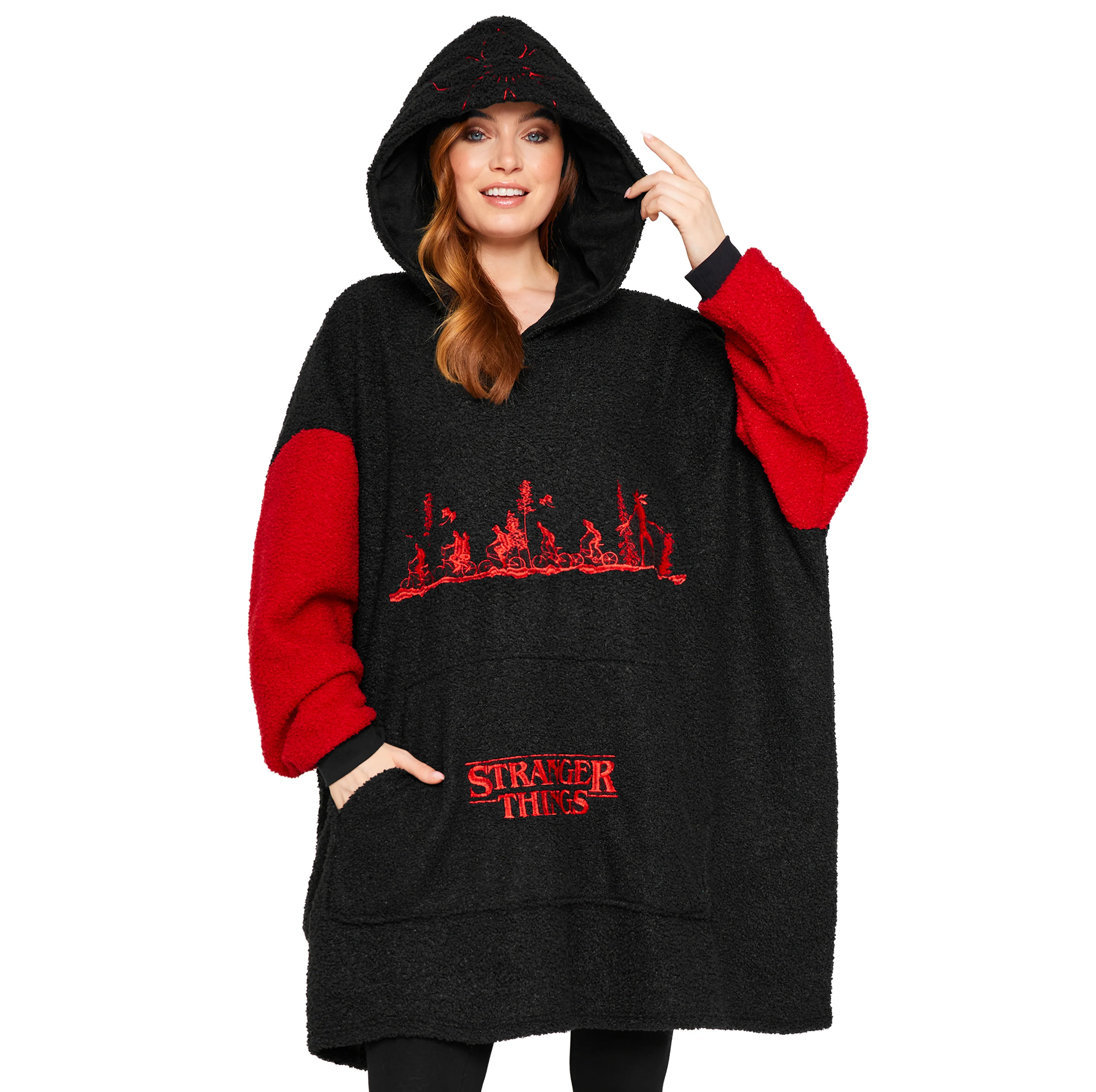 Stranger Things Blanket Hoodie for Men & Women - Black/Red