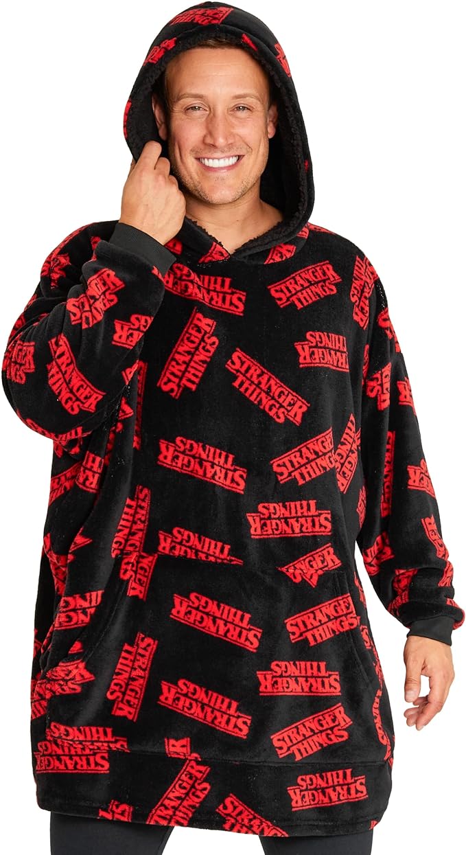 Stranger Things Blanket Hoodie for Men & Women - Black & Red
