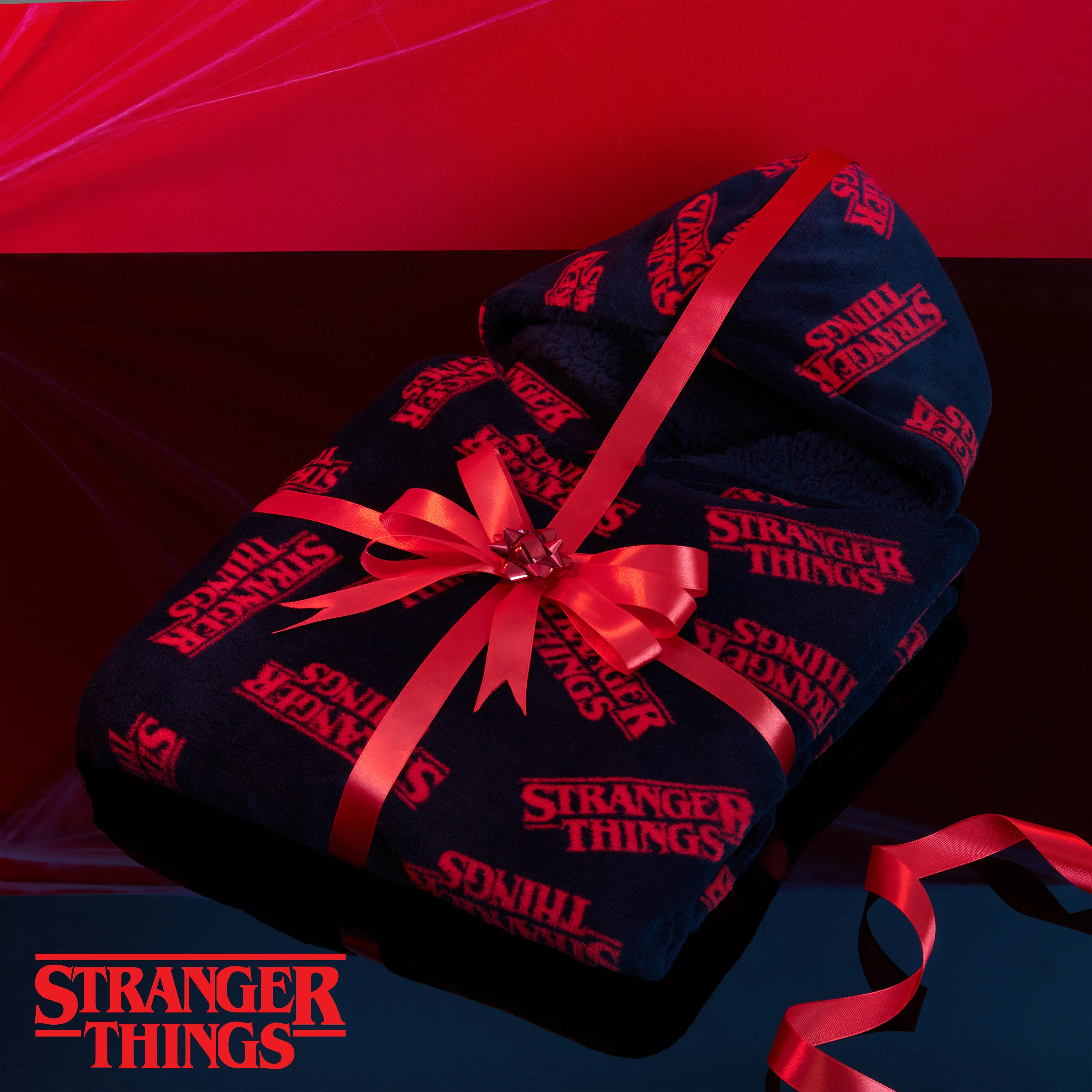 Stranger Things Blanket Hoodie for Men & Women - Black & Red - Image 2
