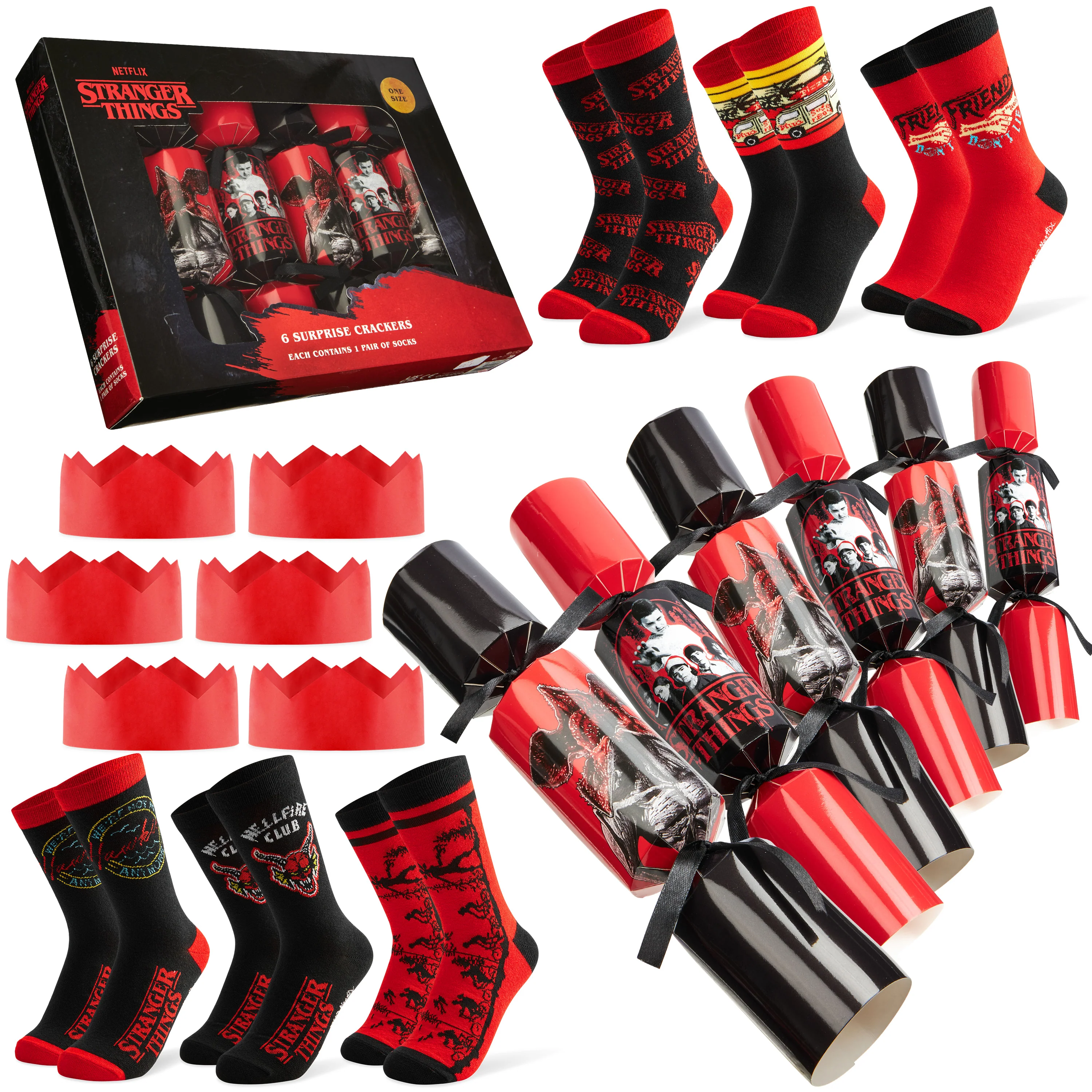 Stranger Things Christmas Crackers with Gifts Set of 6 Socks Inside for Women