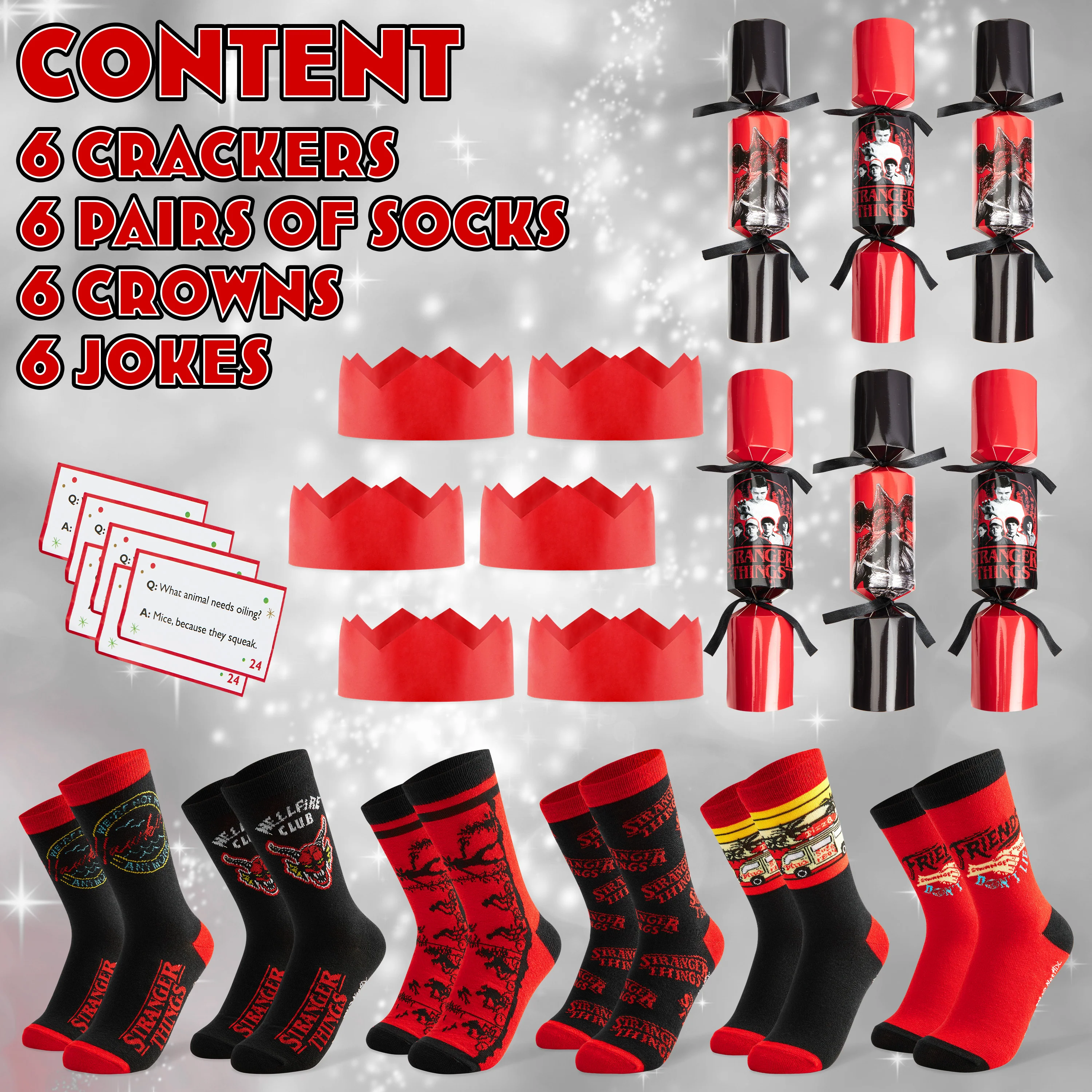 Stranger Things Christmas Crackers with Gifts Set of 6 Socks Inside for Women - Image 5
