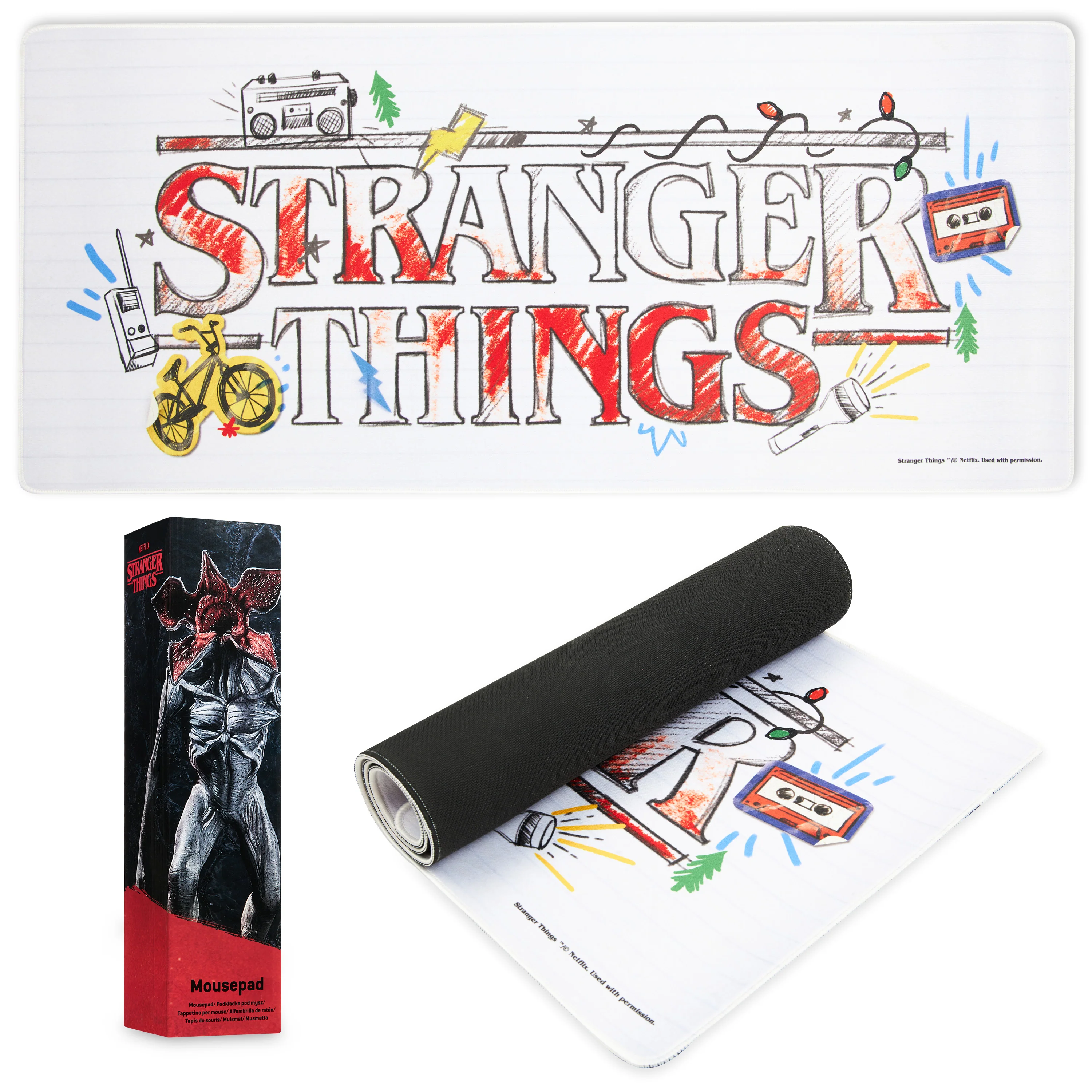 Stranger Things Desk Mat Large -Desk Protector Mat - White