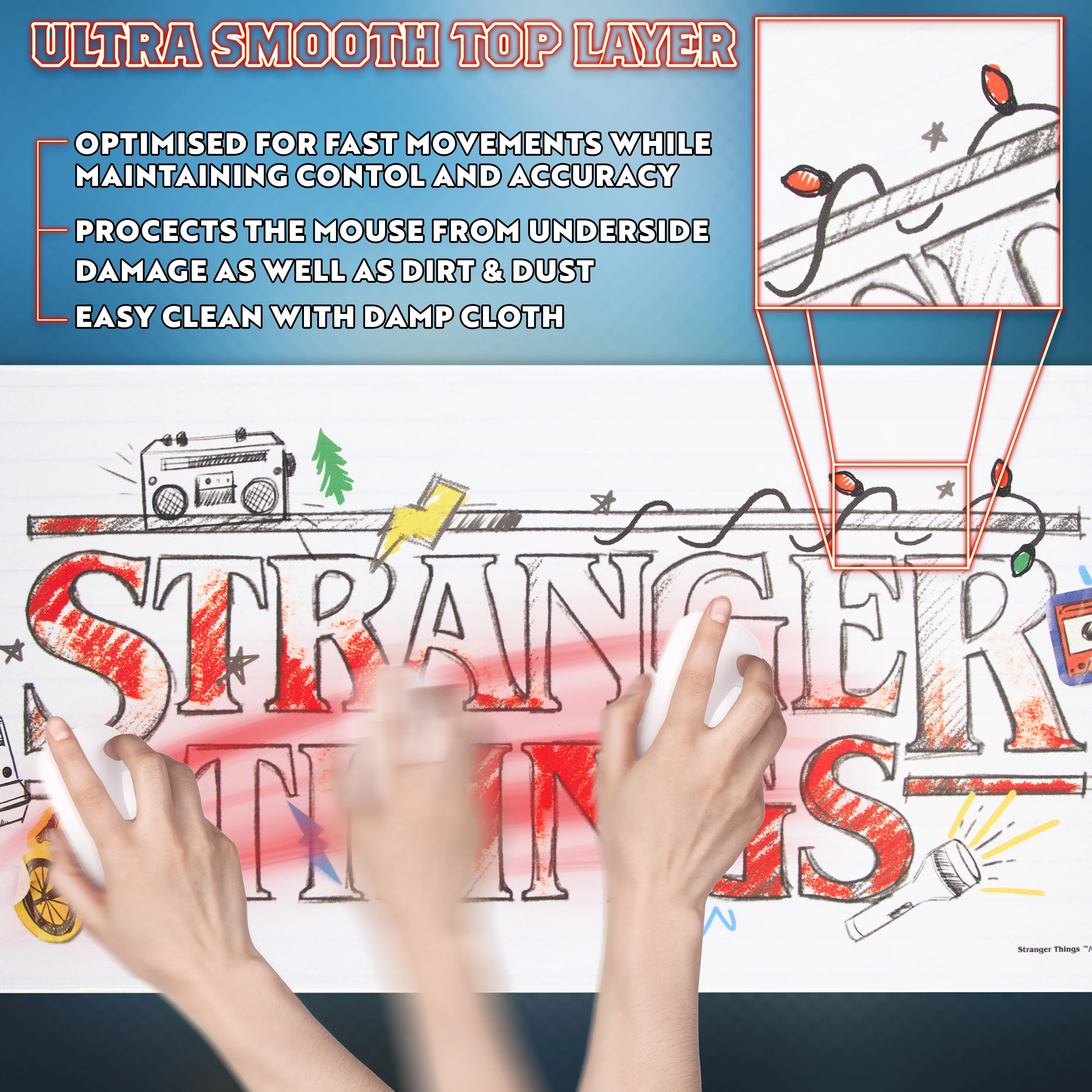 Stranger Things Desk Mat Large -Desk Protector Mat - White - Image 4