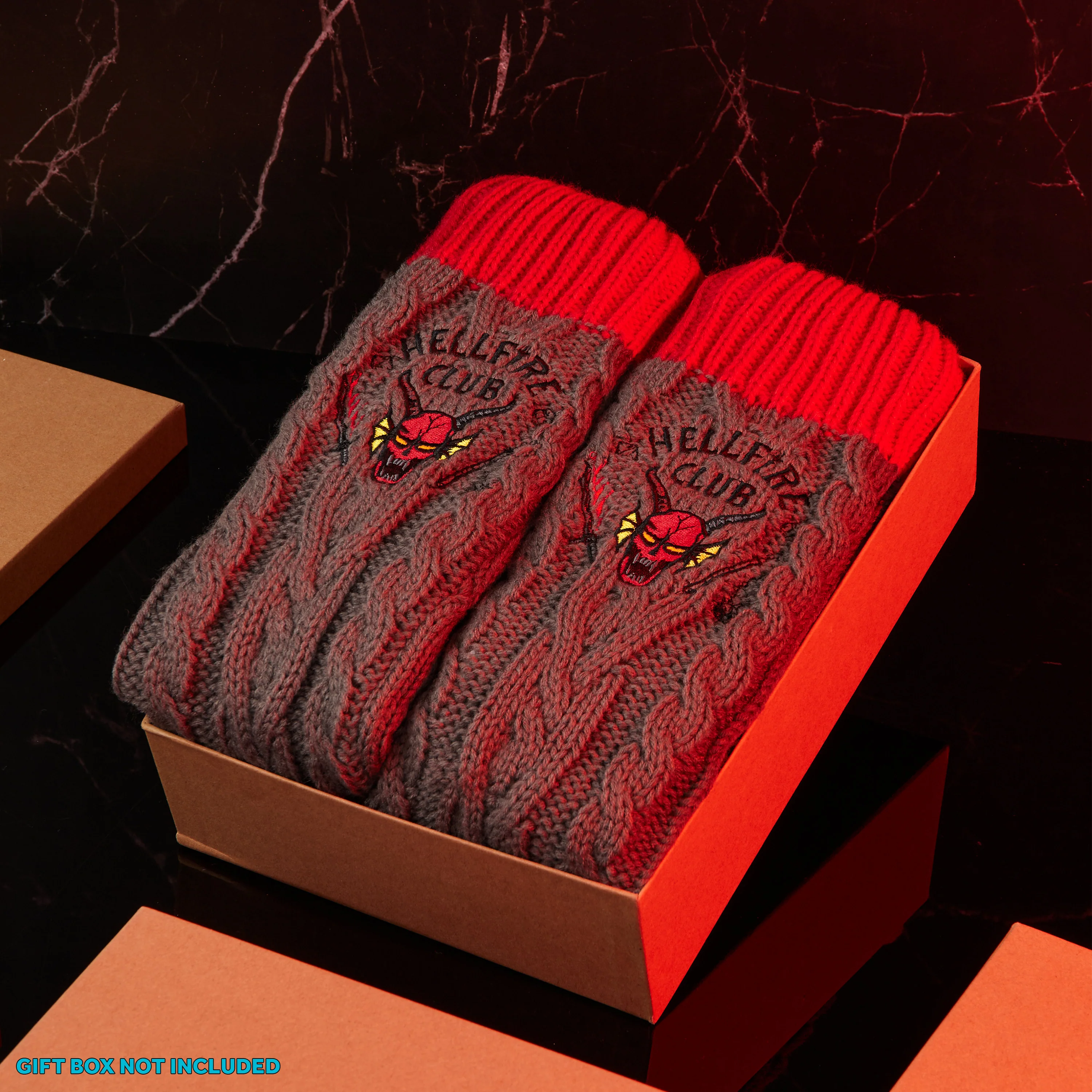 Stranger Things Fluffy Socks for Men - Grey and Red - Image 2