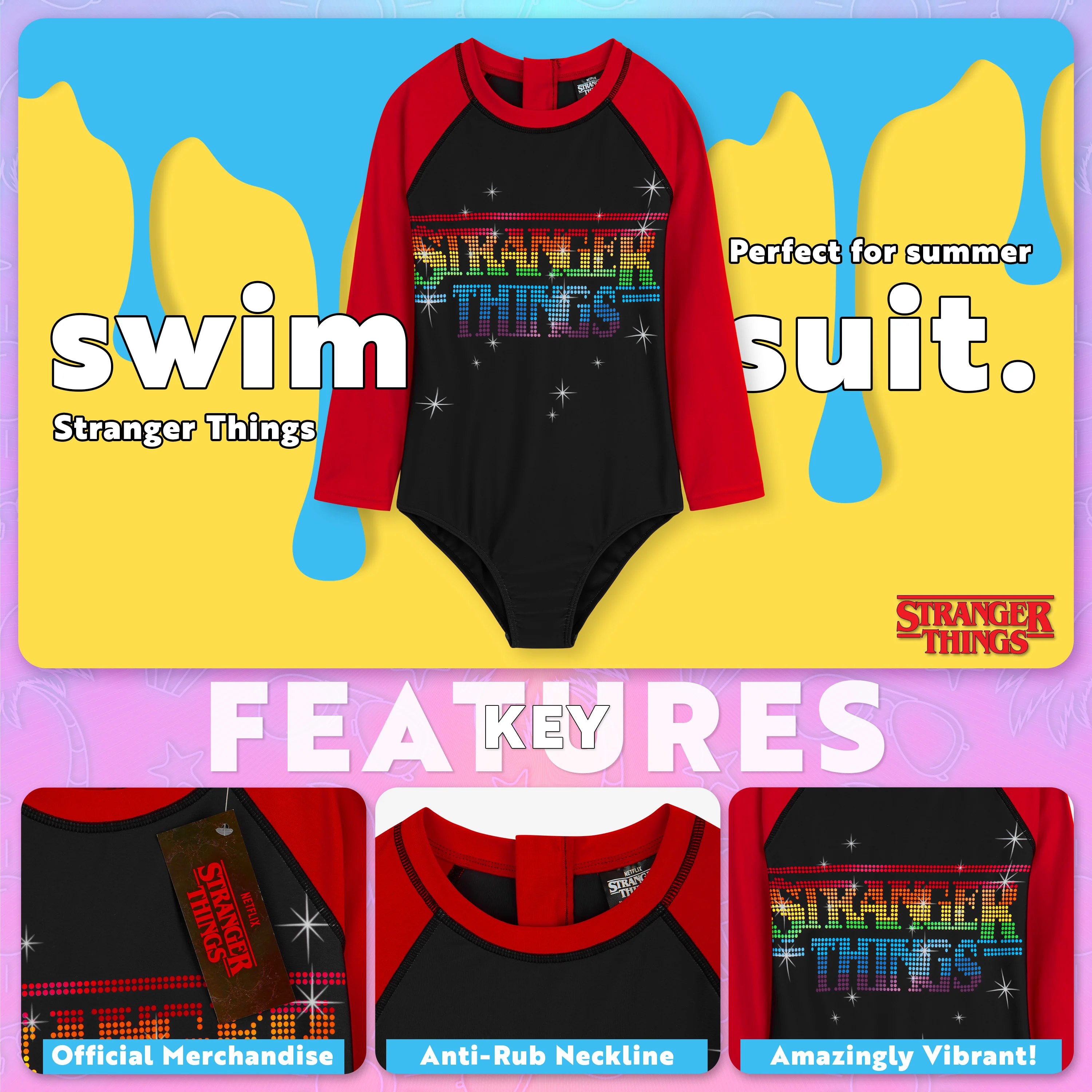 Stranger Things Girls Swimming Costume One Piece Swimsuit - Image 3