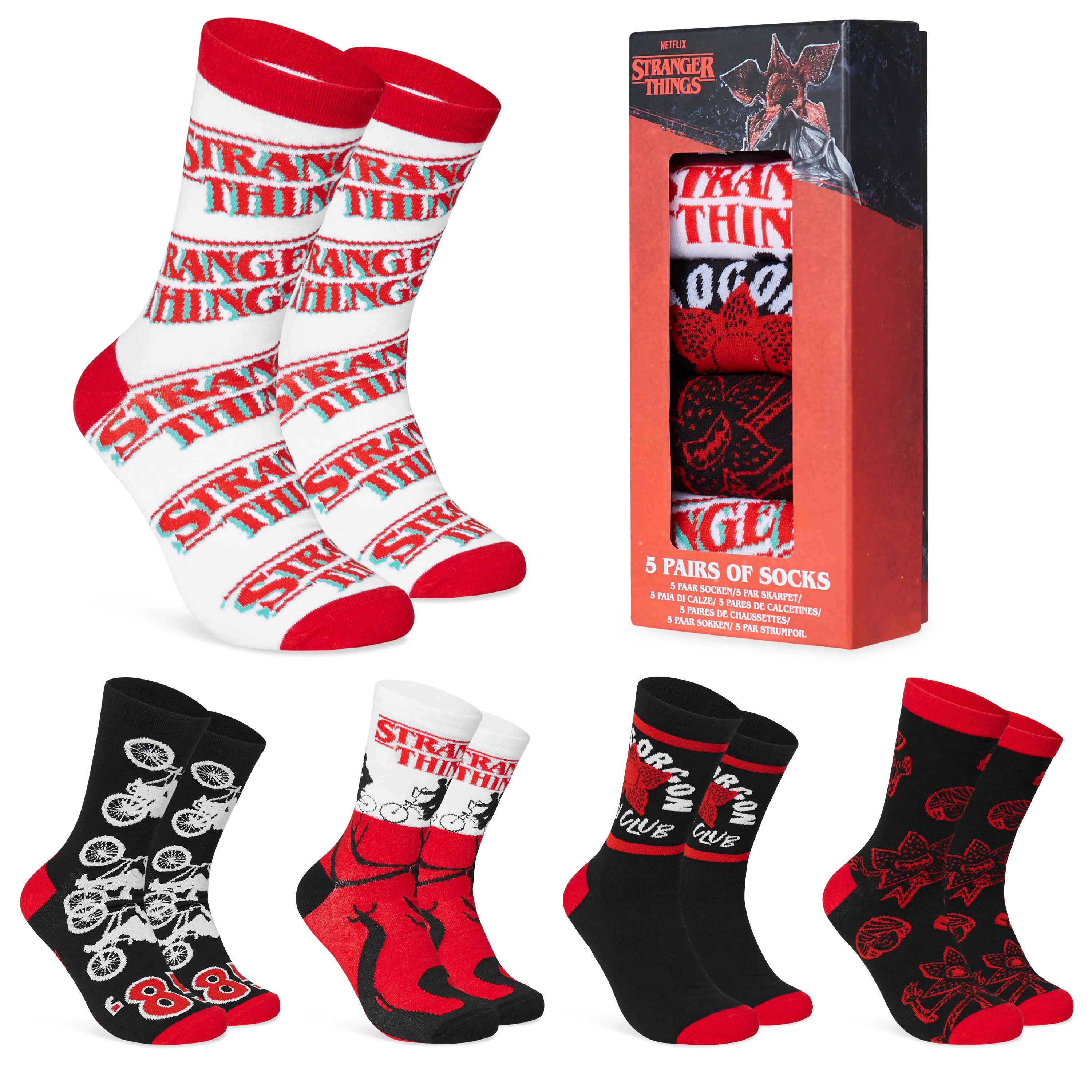 Stranger Things Mens Socks - Pack of 5 Crew Socks for Men
