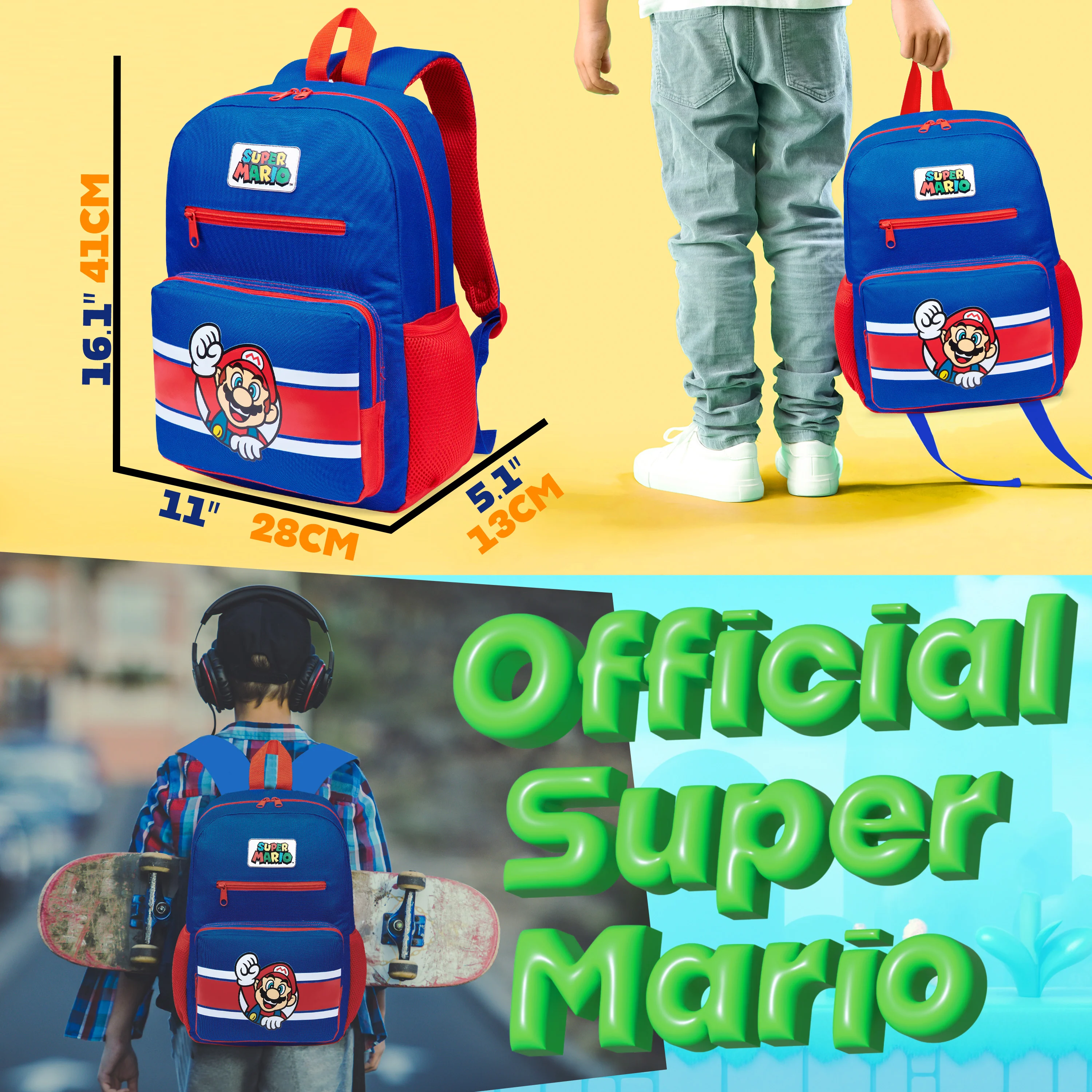 Super Mario Backpack for Kids Boys School Bag Tweens Gamer Rucksack - Image 2