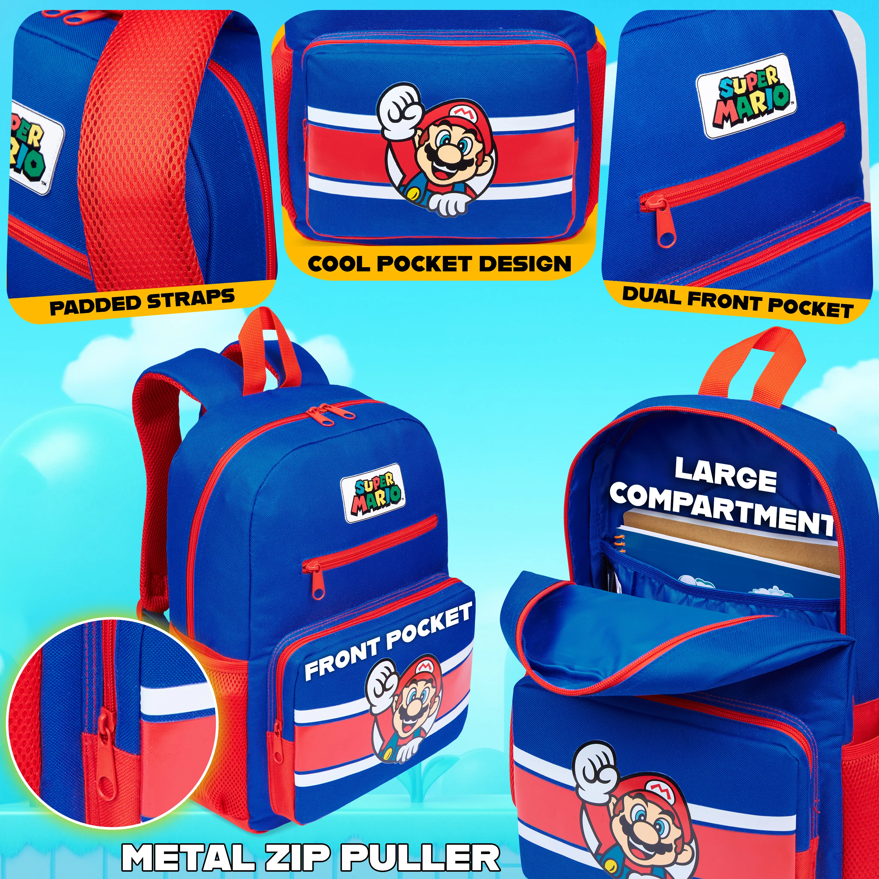 Super Mario Backpack for Kids Boys School Bag Tweens Gamer Rucksack - Image 4