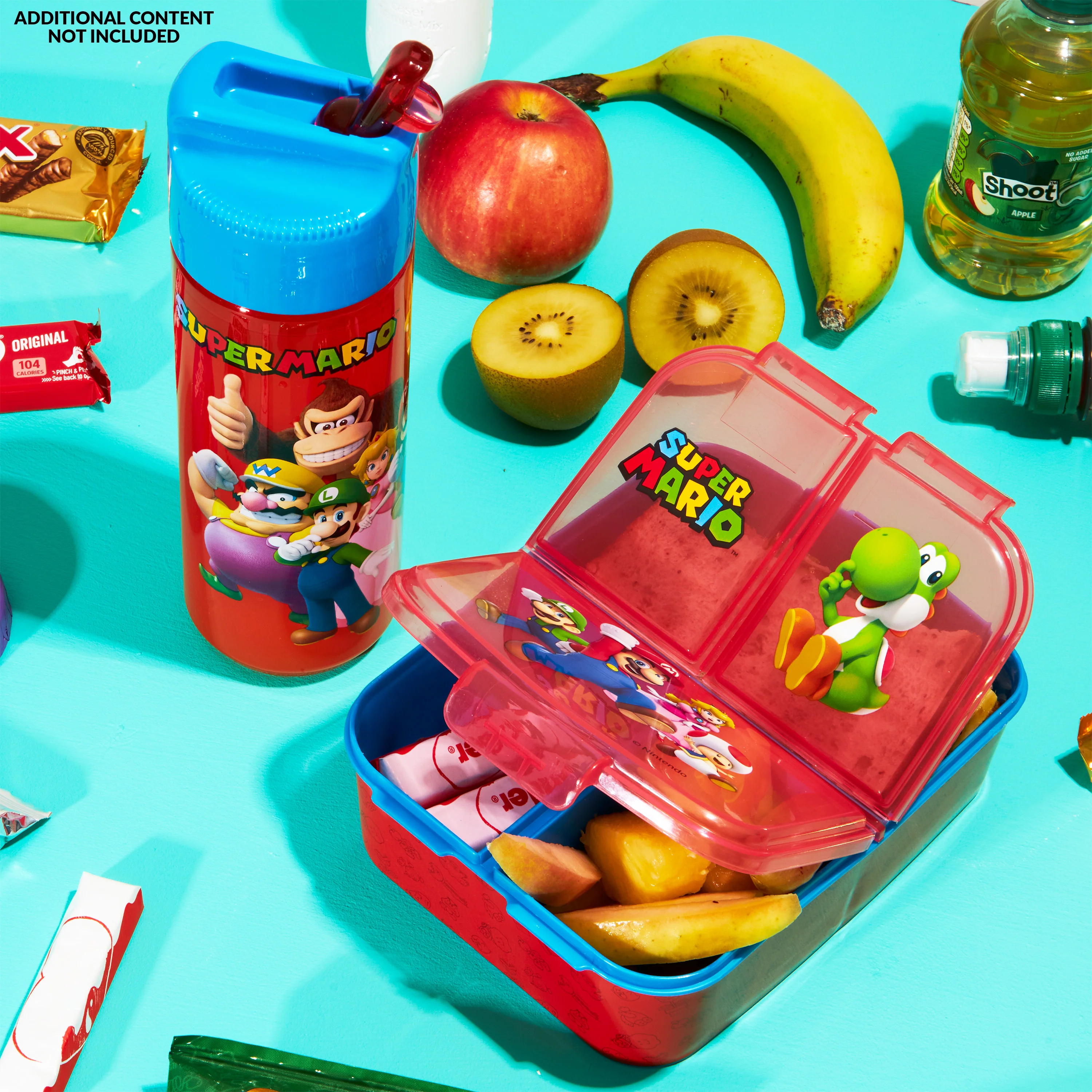 Super Mario Kids Lunchbox with Compartments & Water Bottle, School, Day Trips - Image 2