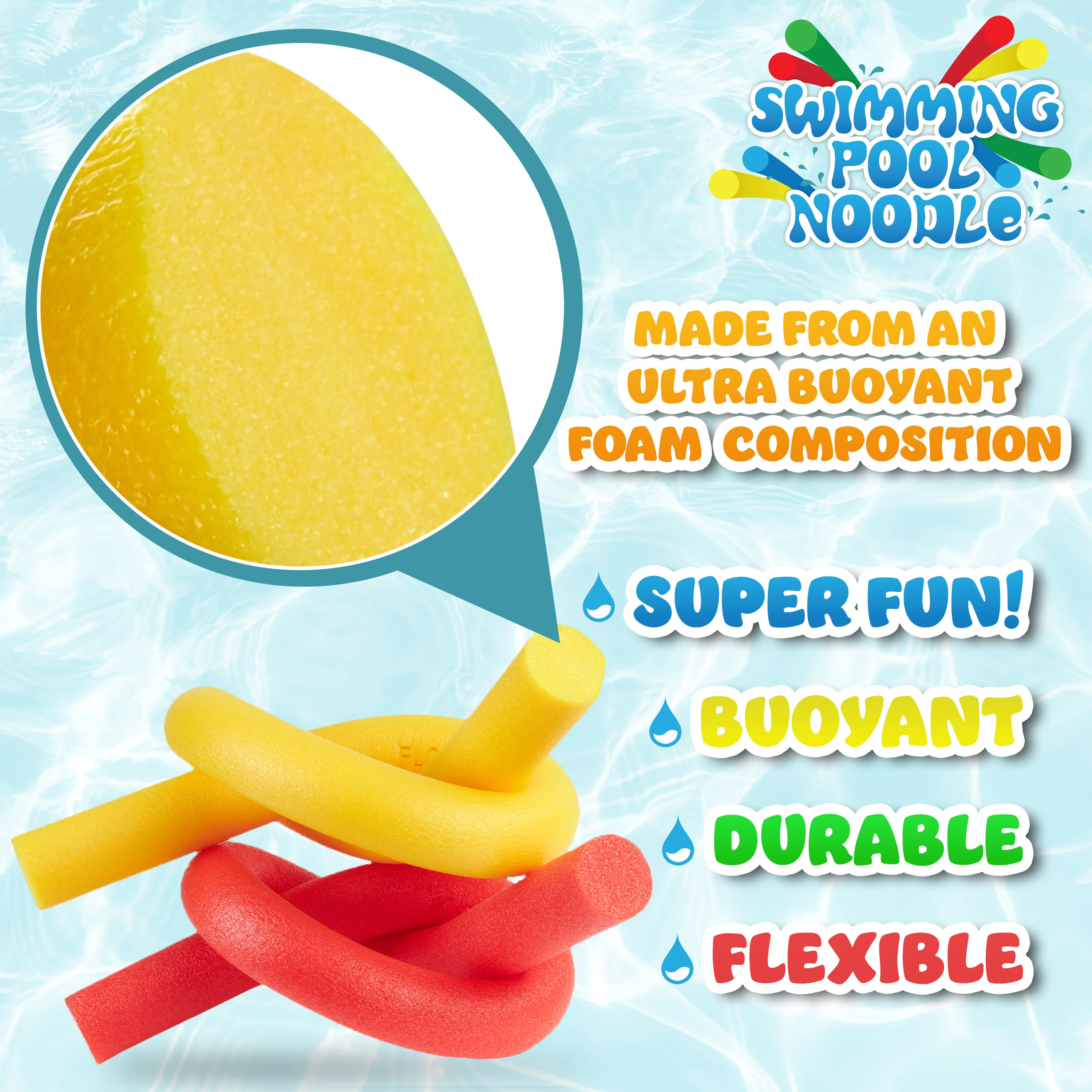 Swimming Pool Noodle for Kids and Adults, 2 Pack - Image 3