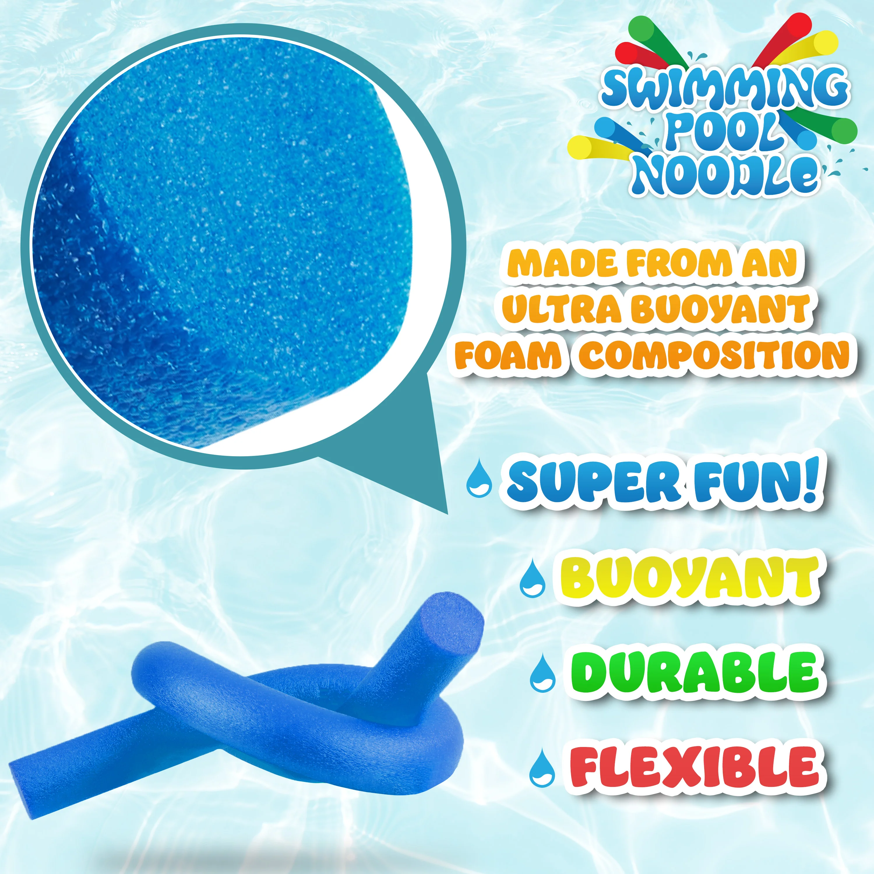 Swimming Pool Noodle for Kids and Adults -Pack of 1- Foam Swim Noodle Float Aid - Random Colour - Image 3