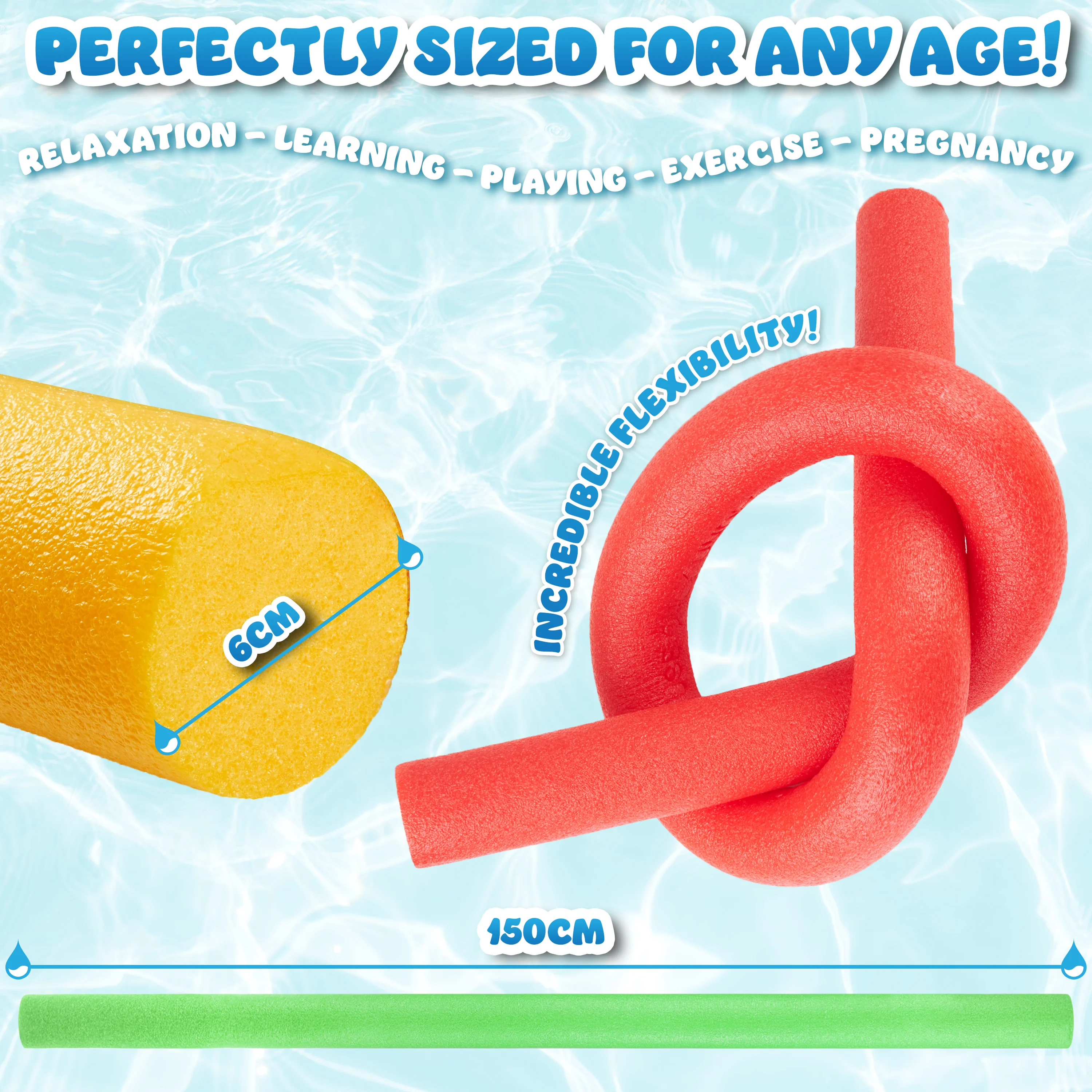 Swimming Pool Noodle for Kids and Adults -Pack of 1- Foam Swim Noodle Float Aid - Random Colour - Image 6