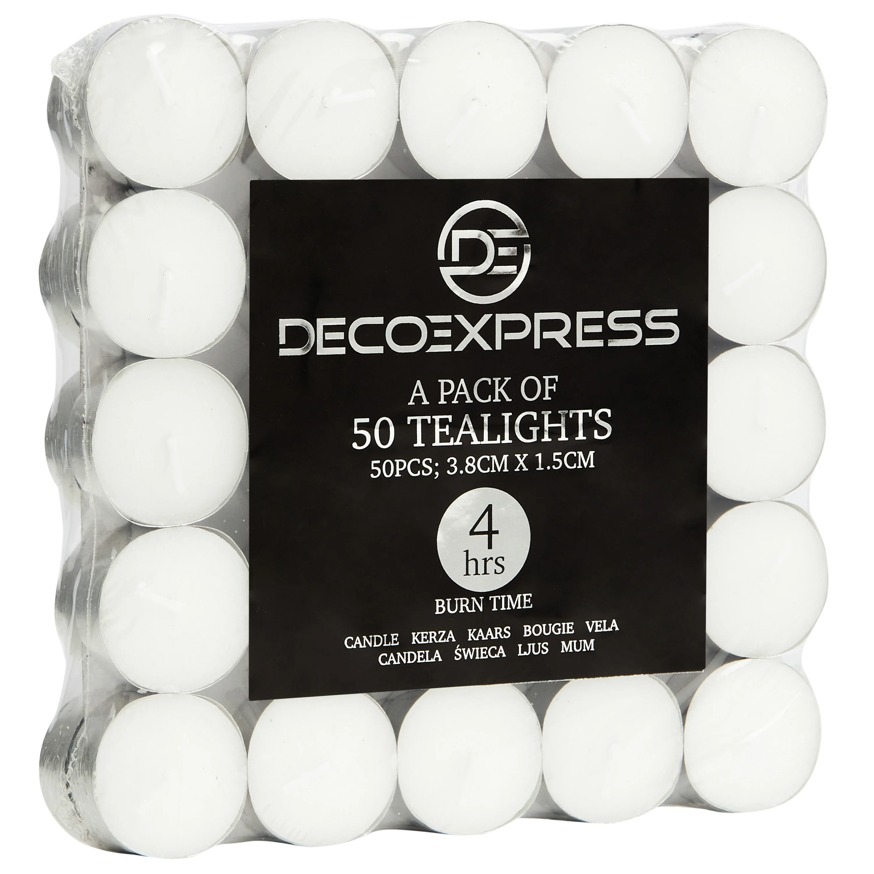 Tealight Candles Multipack - White, Pack of 50 - 4 Hours