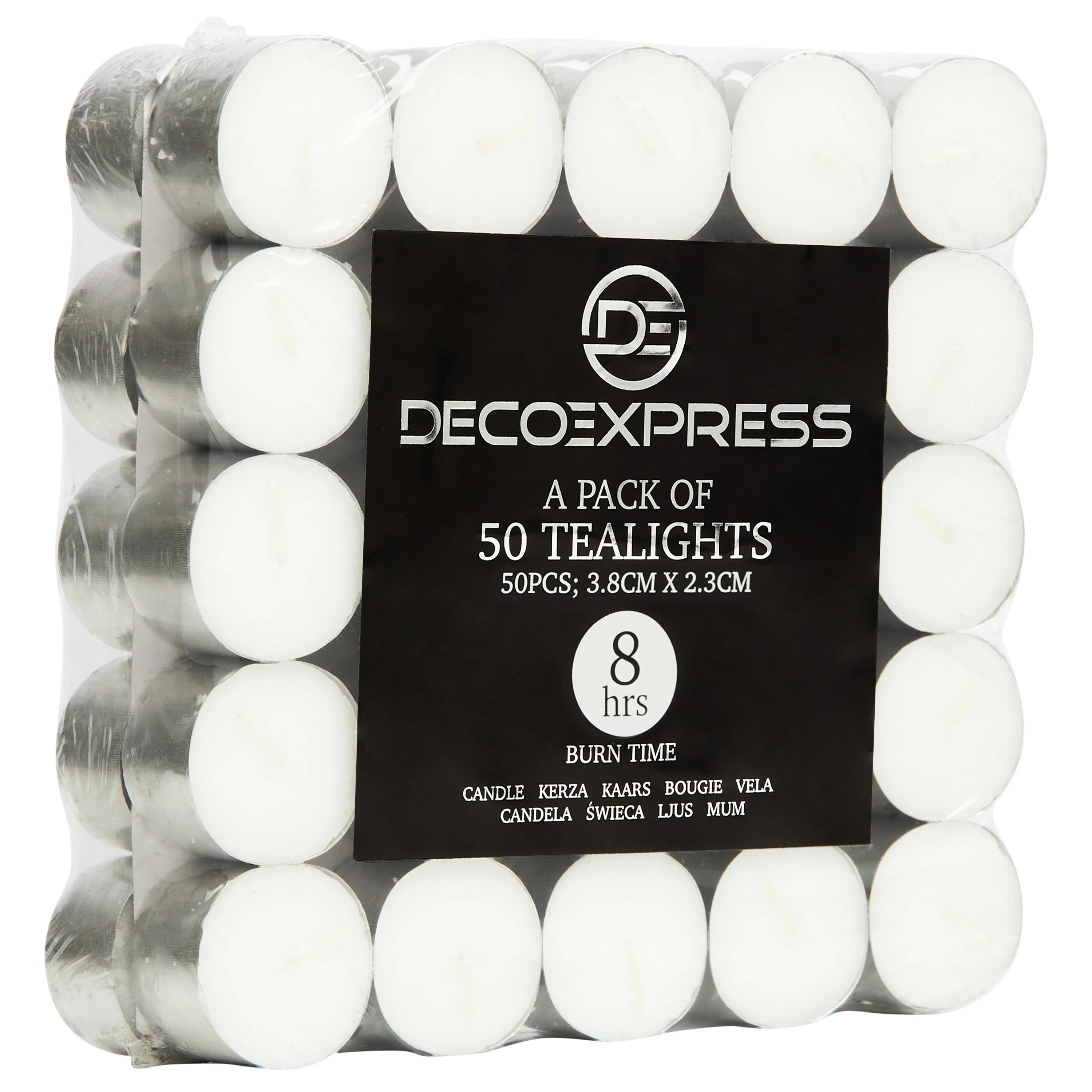 Tealight Candles Multipack - White, Pack of 50 - 8 Hours