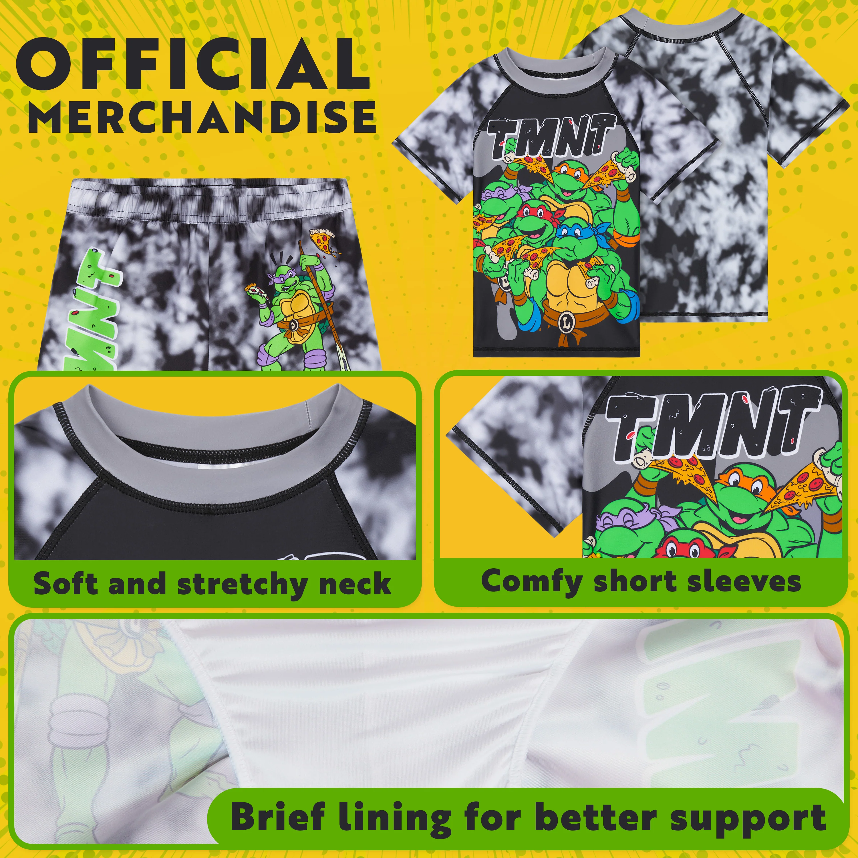 TEENAGE MUTANT NINJA Turtles Swimsuit Set for Boys 2 Pcs with Swimming Trunks Boys Rash Vest for Swimming Beach Trip Holiday Essentials - Image 4