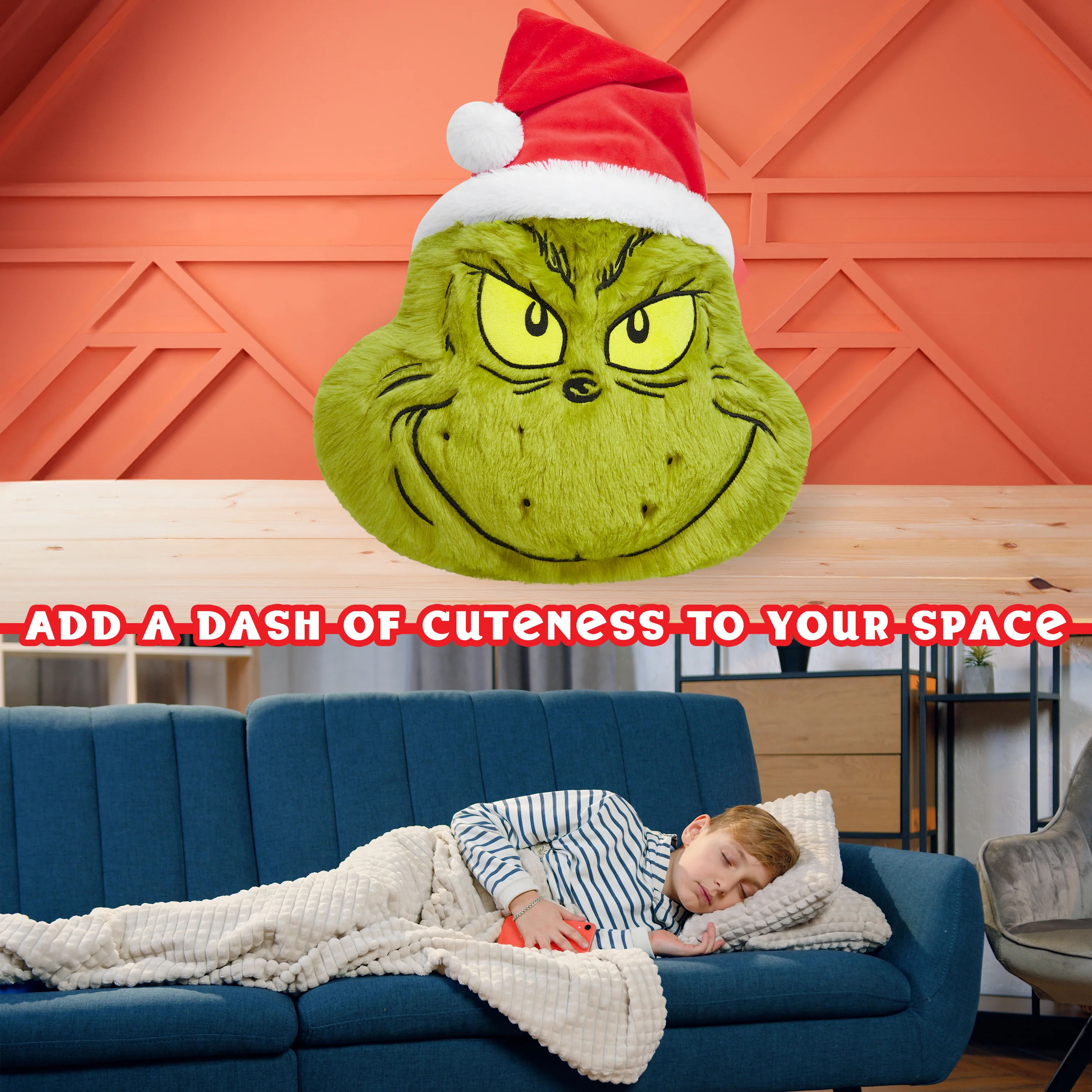 The Grinch 3D Plush Pillow Cushion for Bed, Sofa, Christmas Decor 52x34.5x10.5cm - Image 4