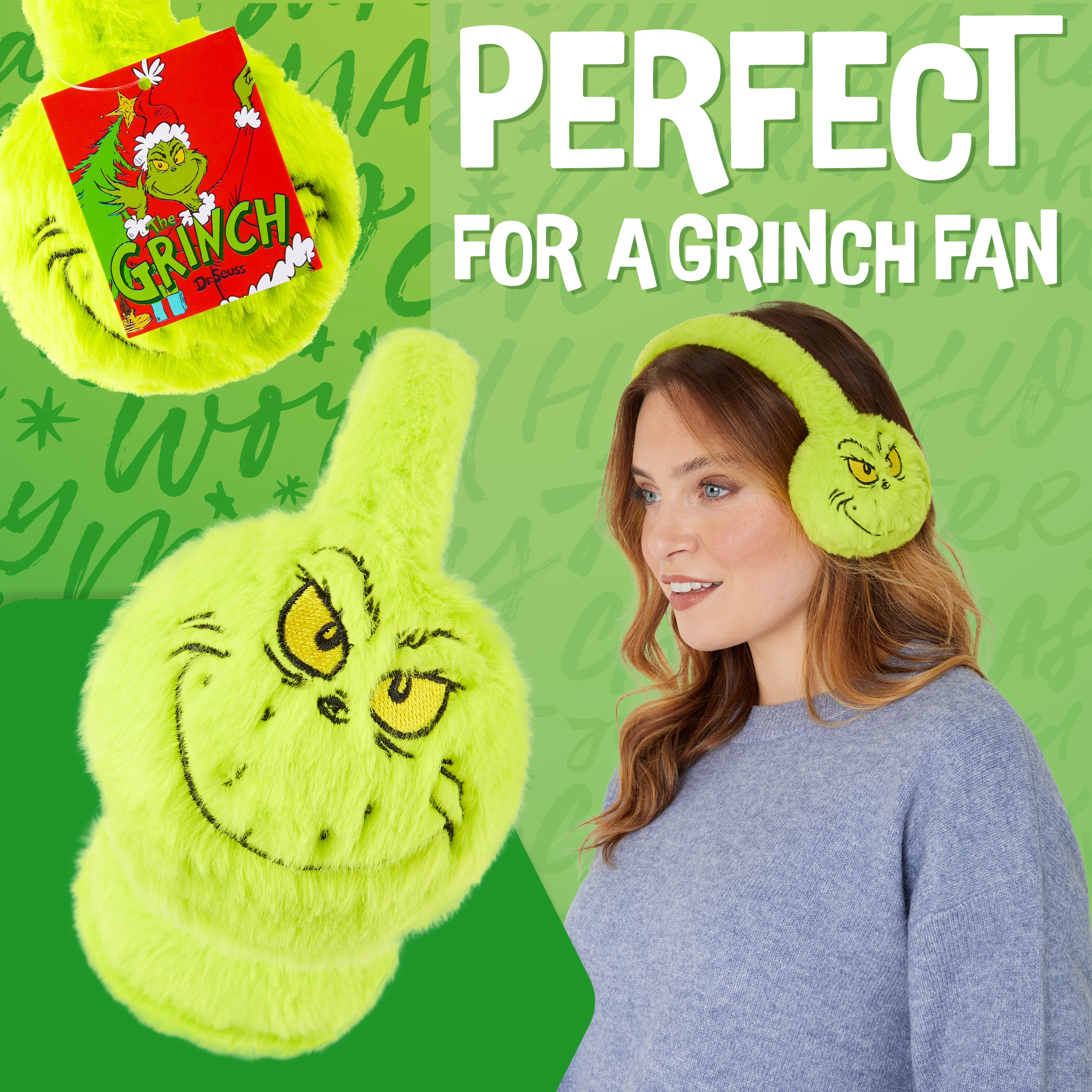 The Grinch Womens Fluffy Earmuffs, Cosy Winter Accessories - Gifts for Her - Image 3