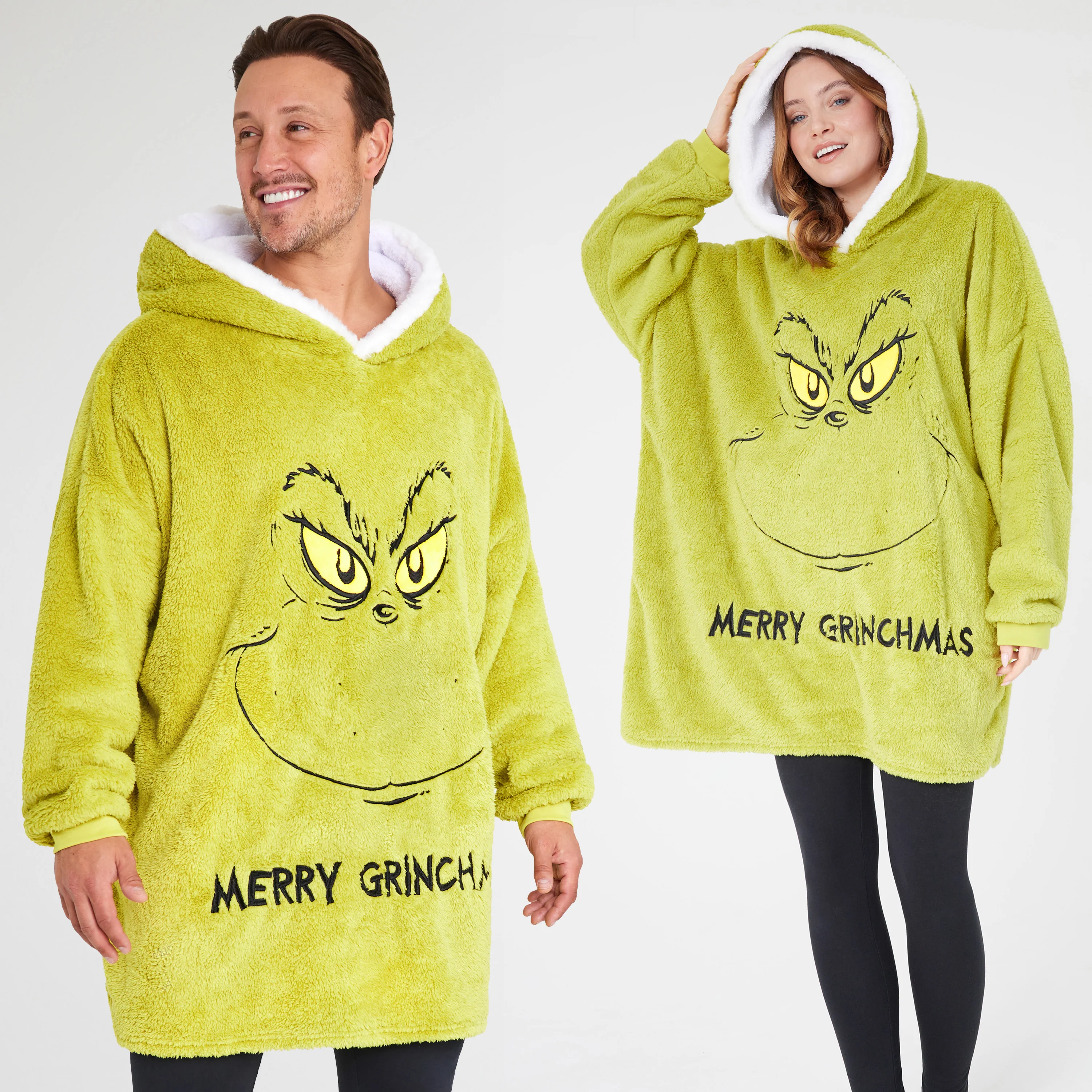 The Grinch Womens Oversized Fleece Hoodie, Cosy Loungewear - Gifts for Women Green - Image 4
