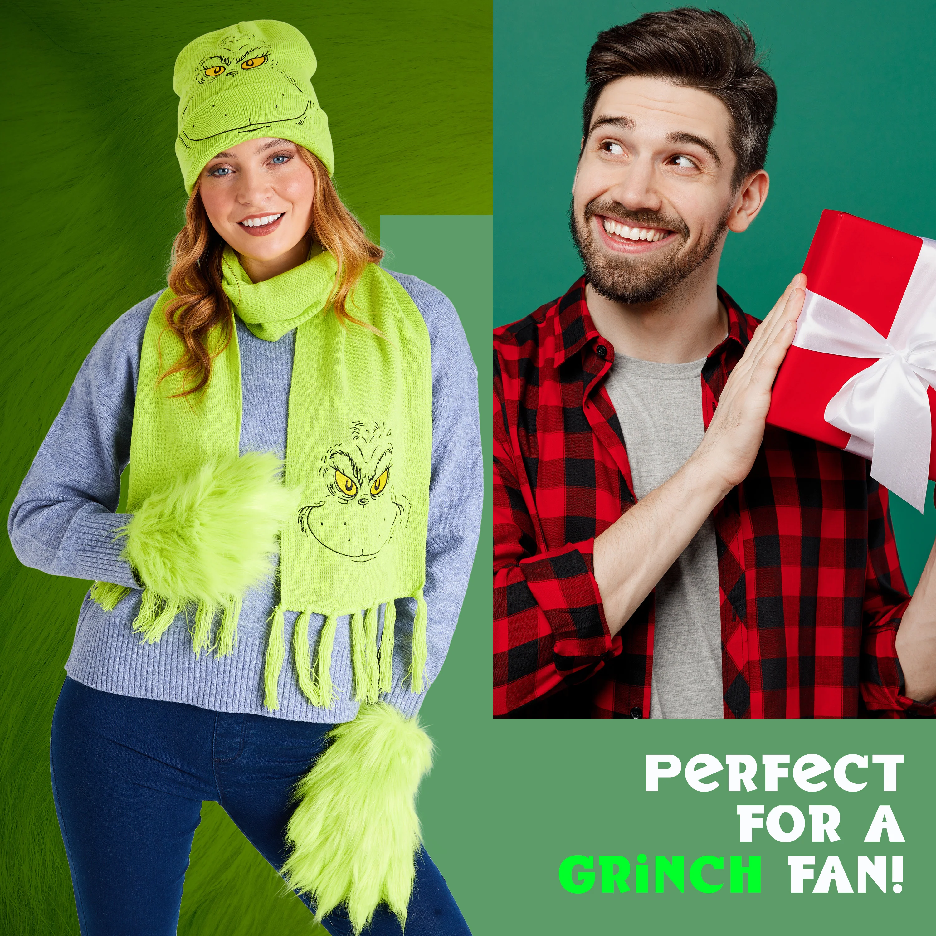 The Grinch Women's Winter Accessories Set, Hat Scarf Gloves - Gifts for Her - Image 3