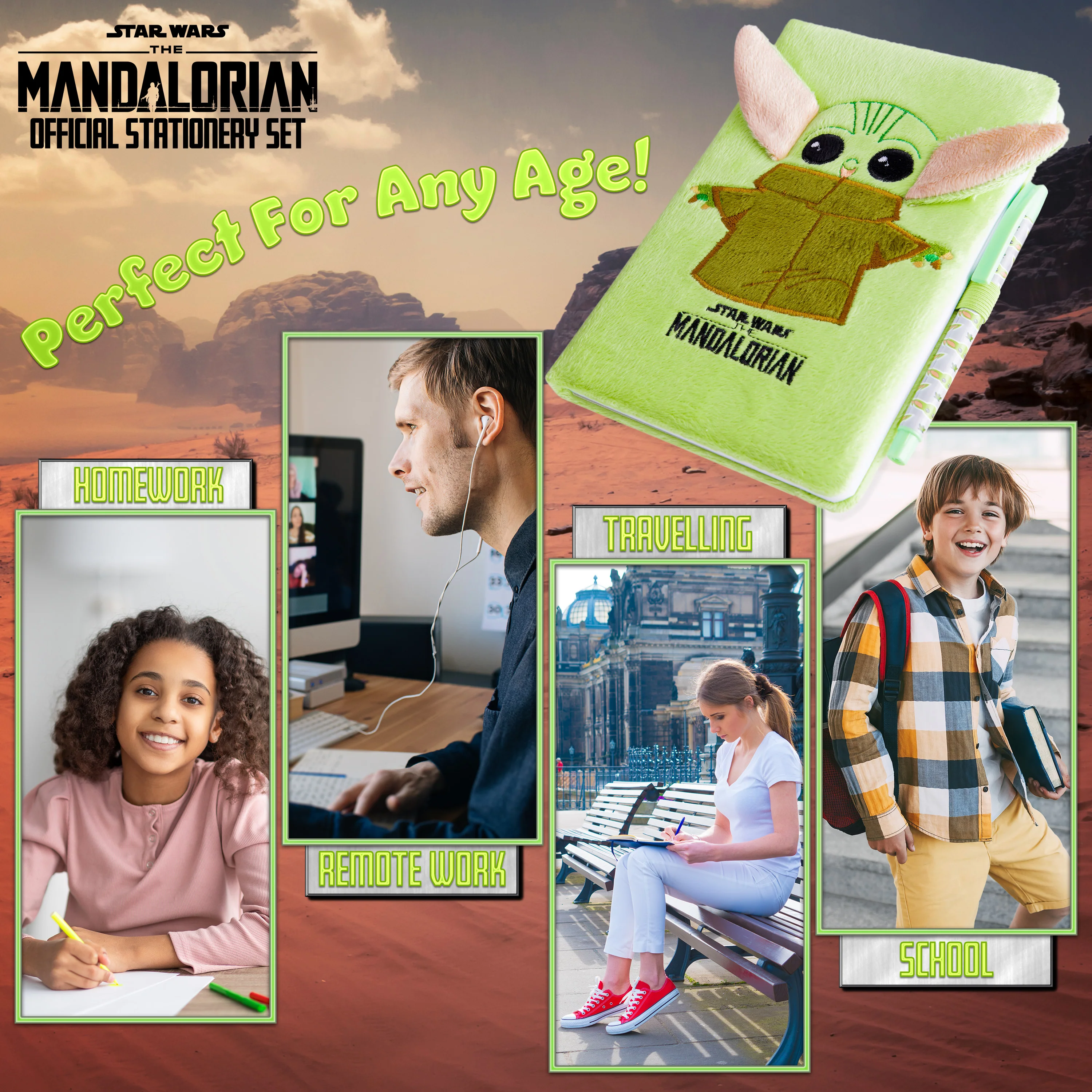 The Mandalorian A5 Notebook and Pen Set for Boys Girls Teens, Baby Yoda Toys Kids Journal Official Merchandise - Image 4