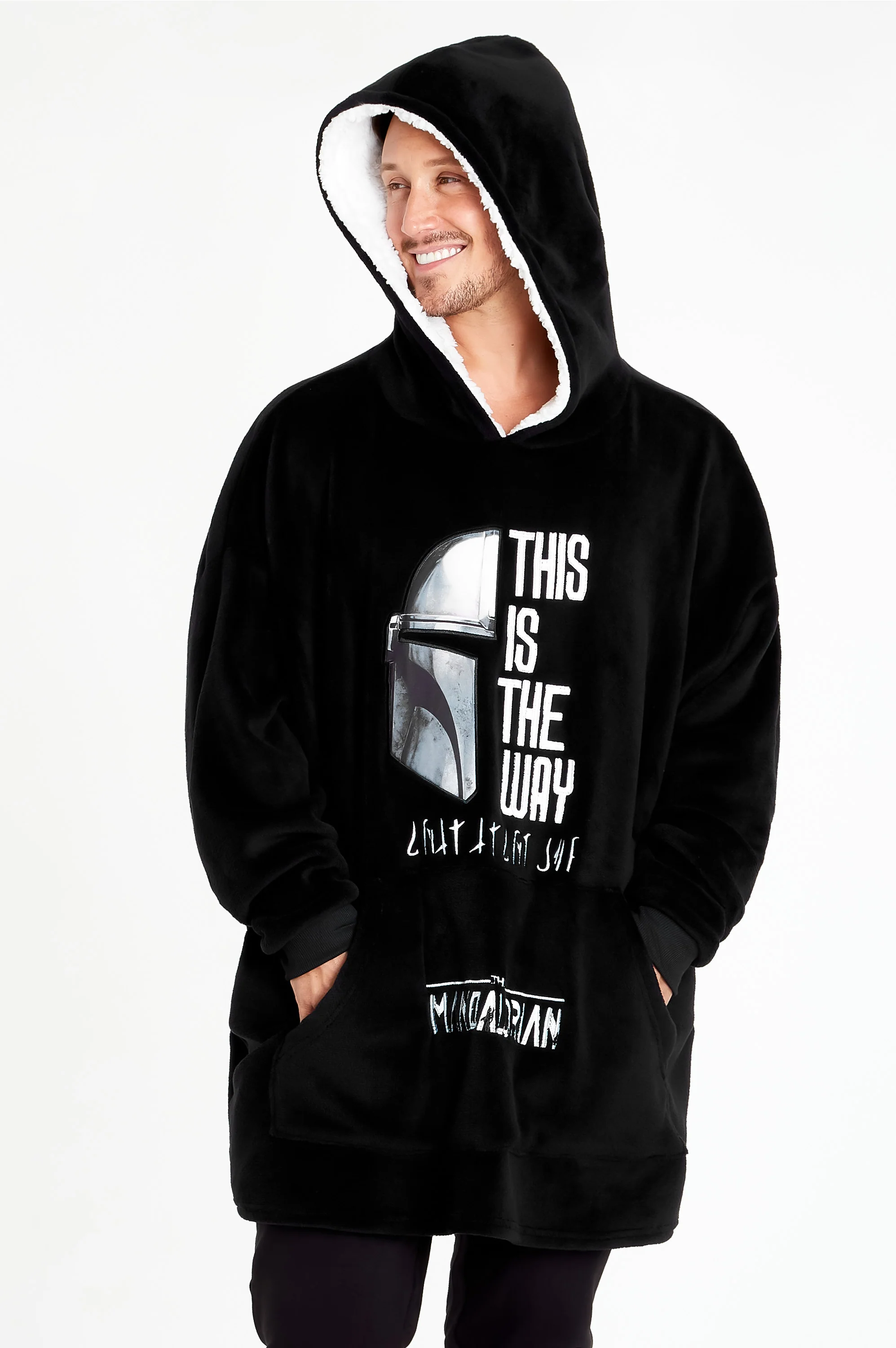 The Mandalorian Mens Hoodies Black Oversized Hoodie, Baby Yoda Gifts - Image 3