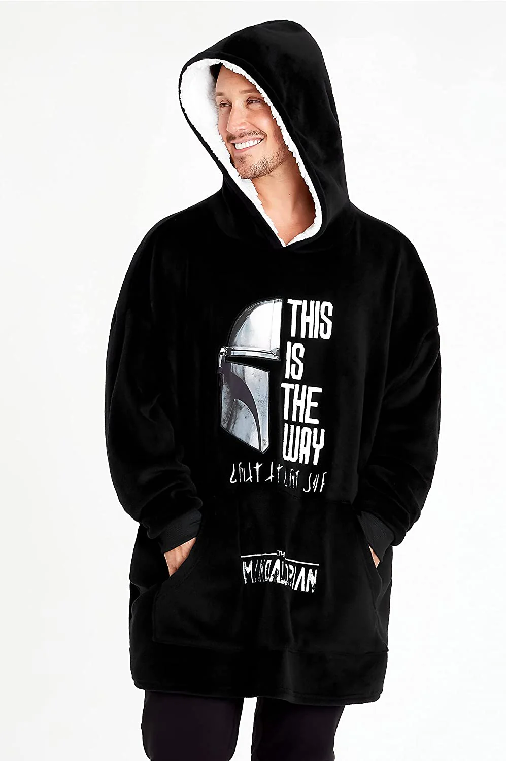 The Mandalorian Mens Hoodies Black Oversized Hoodie, Baby Yoda Gifts - Image 3