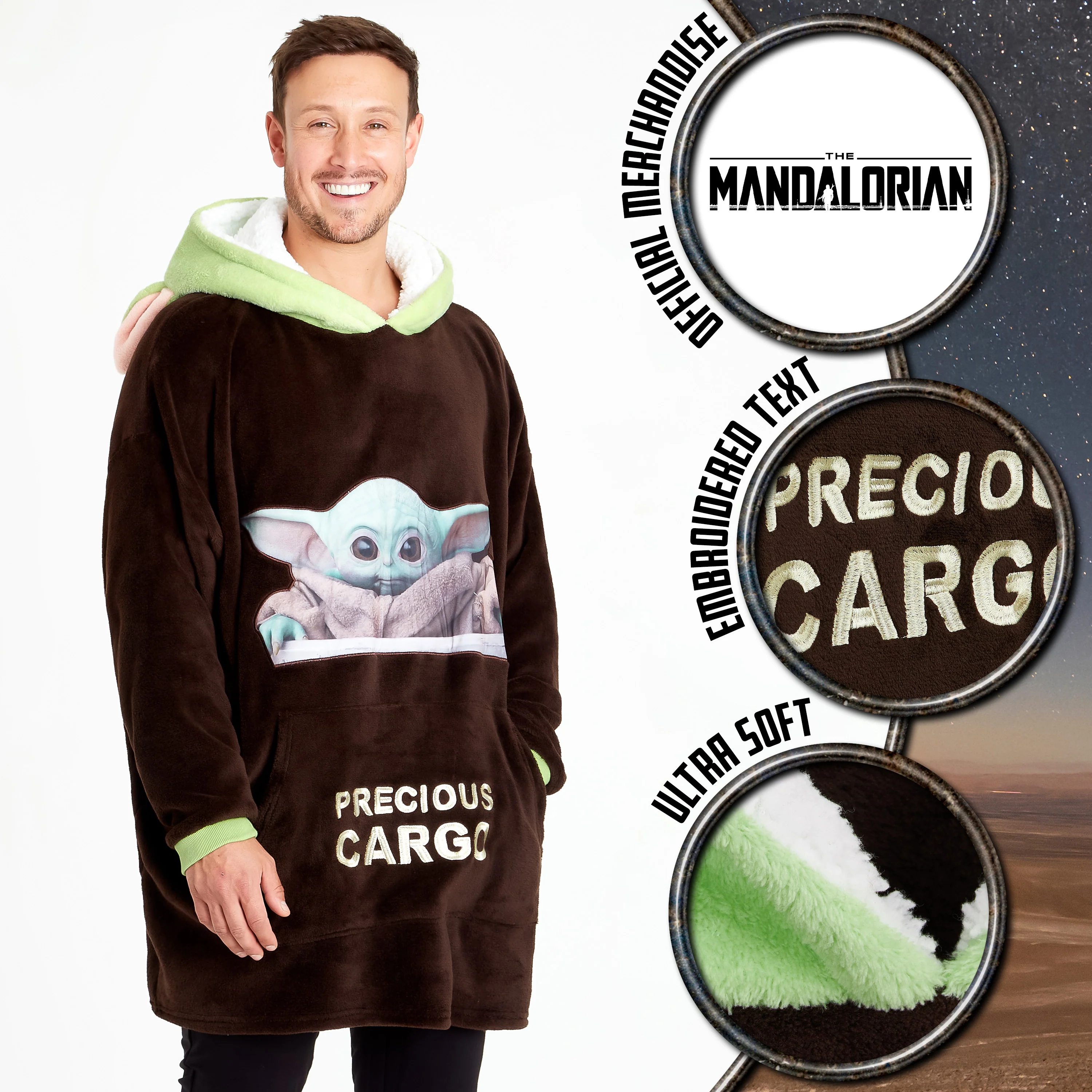 The Mandalorian Mens Hoodies ,Fleece Oversized Blanket Hoodie, Baby Yoda Gifts - Image 2
